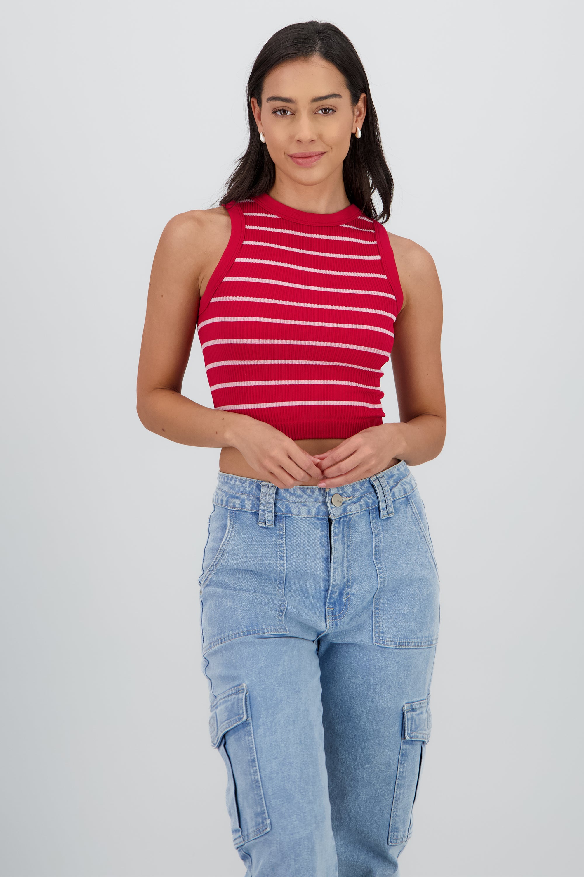 Top cuello redondo rayas seamless VINO COMBO