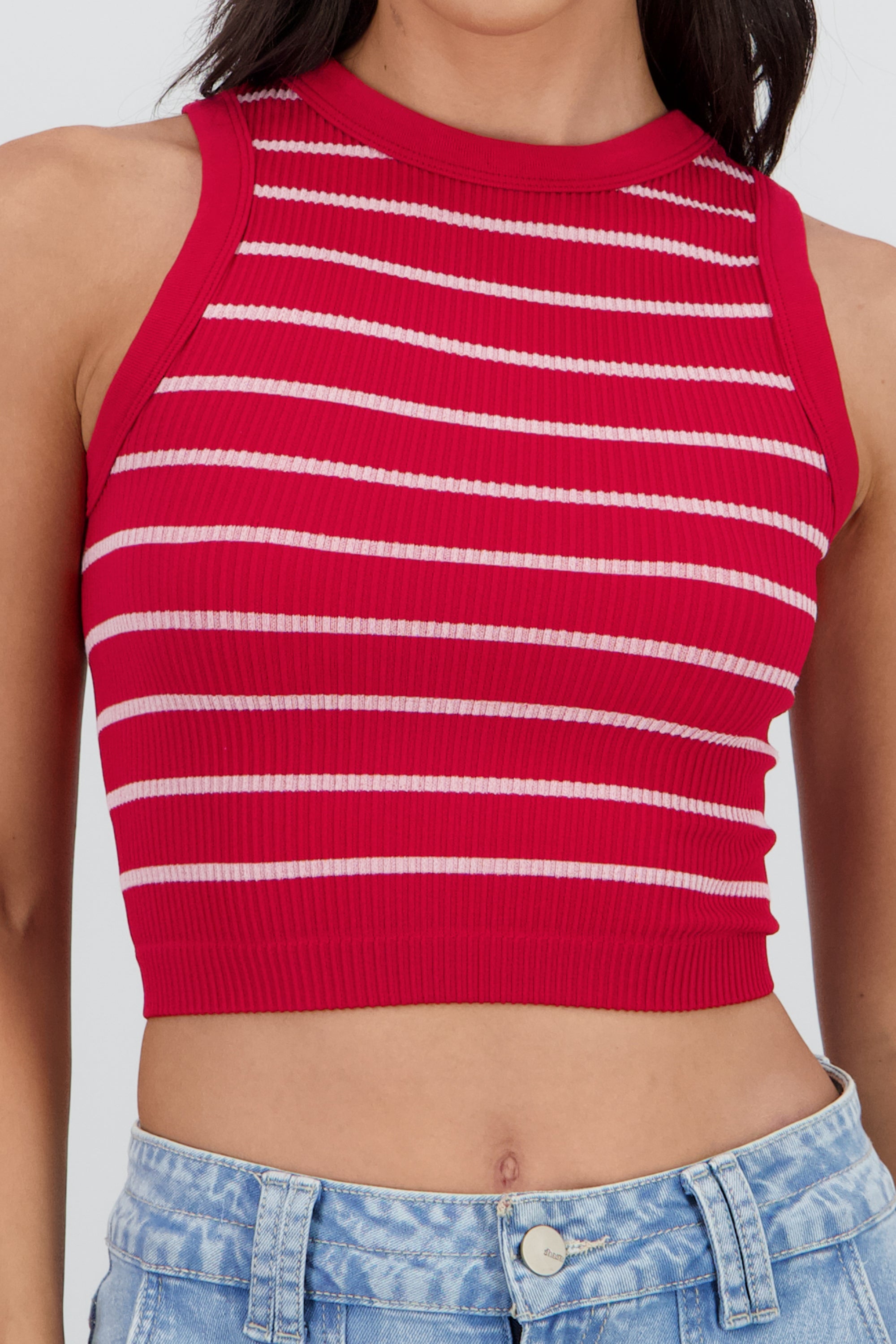 Top cuello redondo rayas seamless VINO COMBO