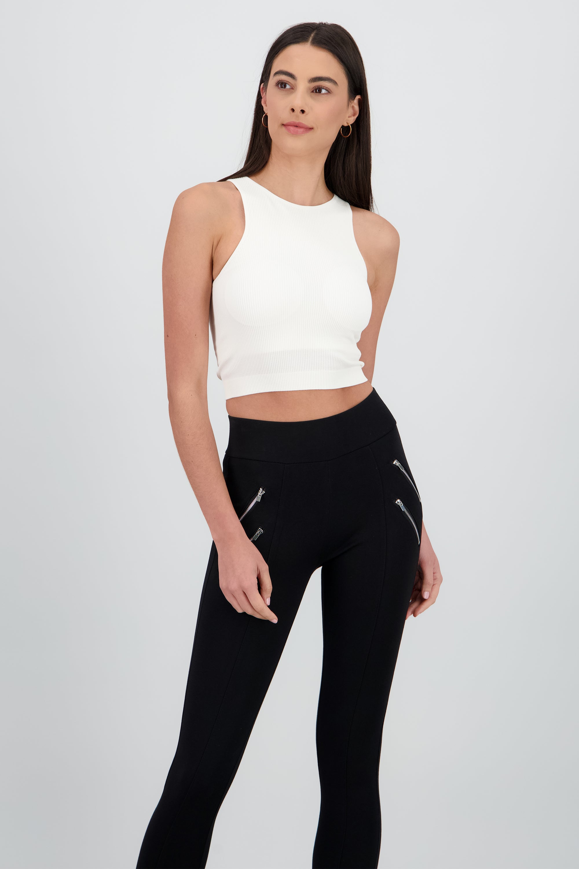 Top sin manga seamless cuello redondo BLANCO