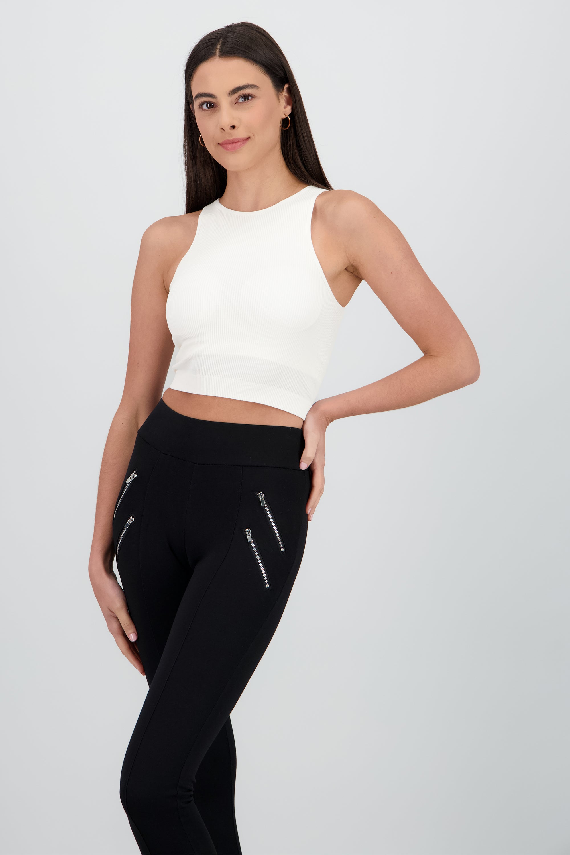 Top sin manga seamless cuello redondo BLANCO