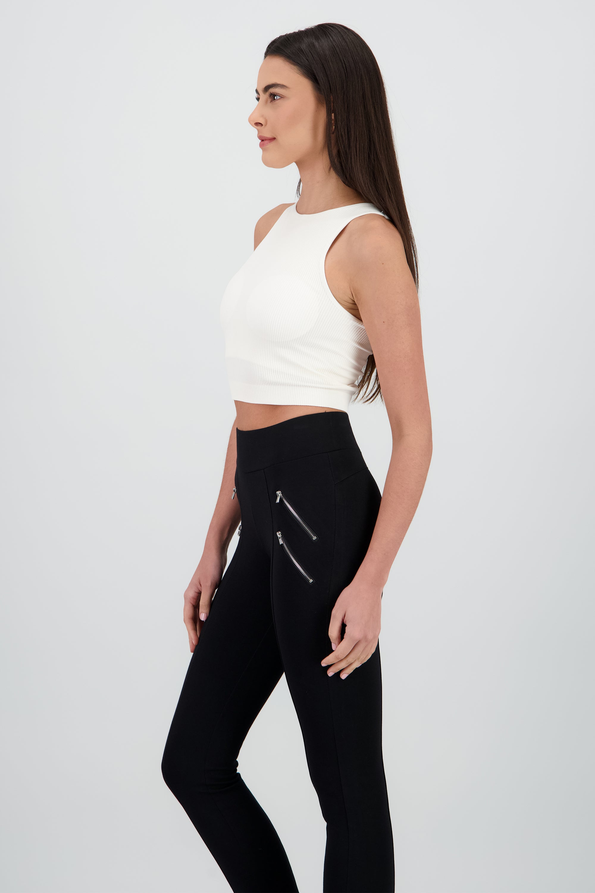Top sin manga seamless cuello redondo BLANCO