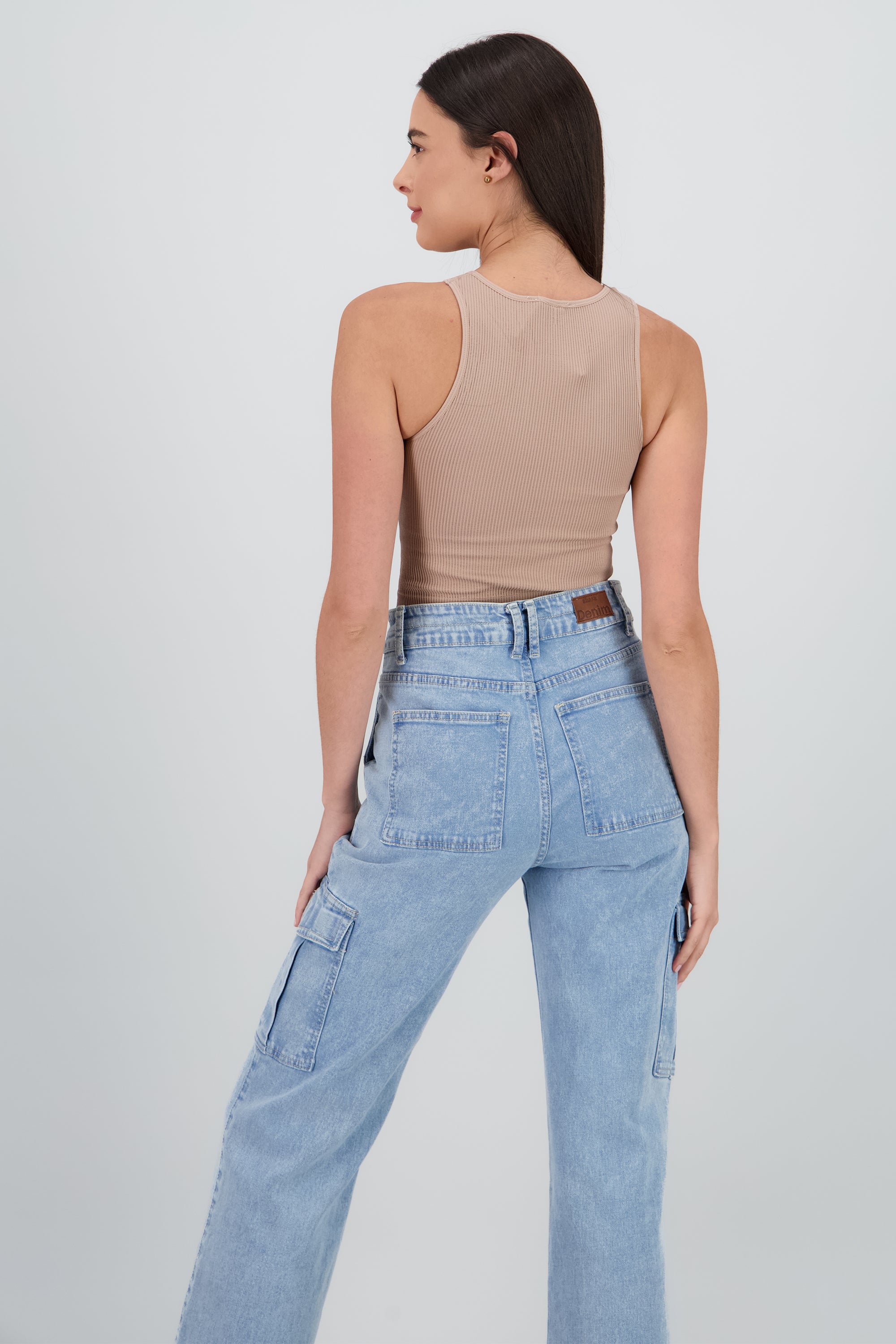 Top sin manga seamless cuello redondo TAUPE
