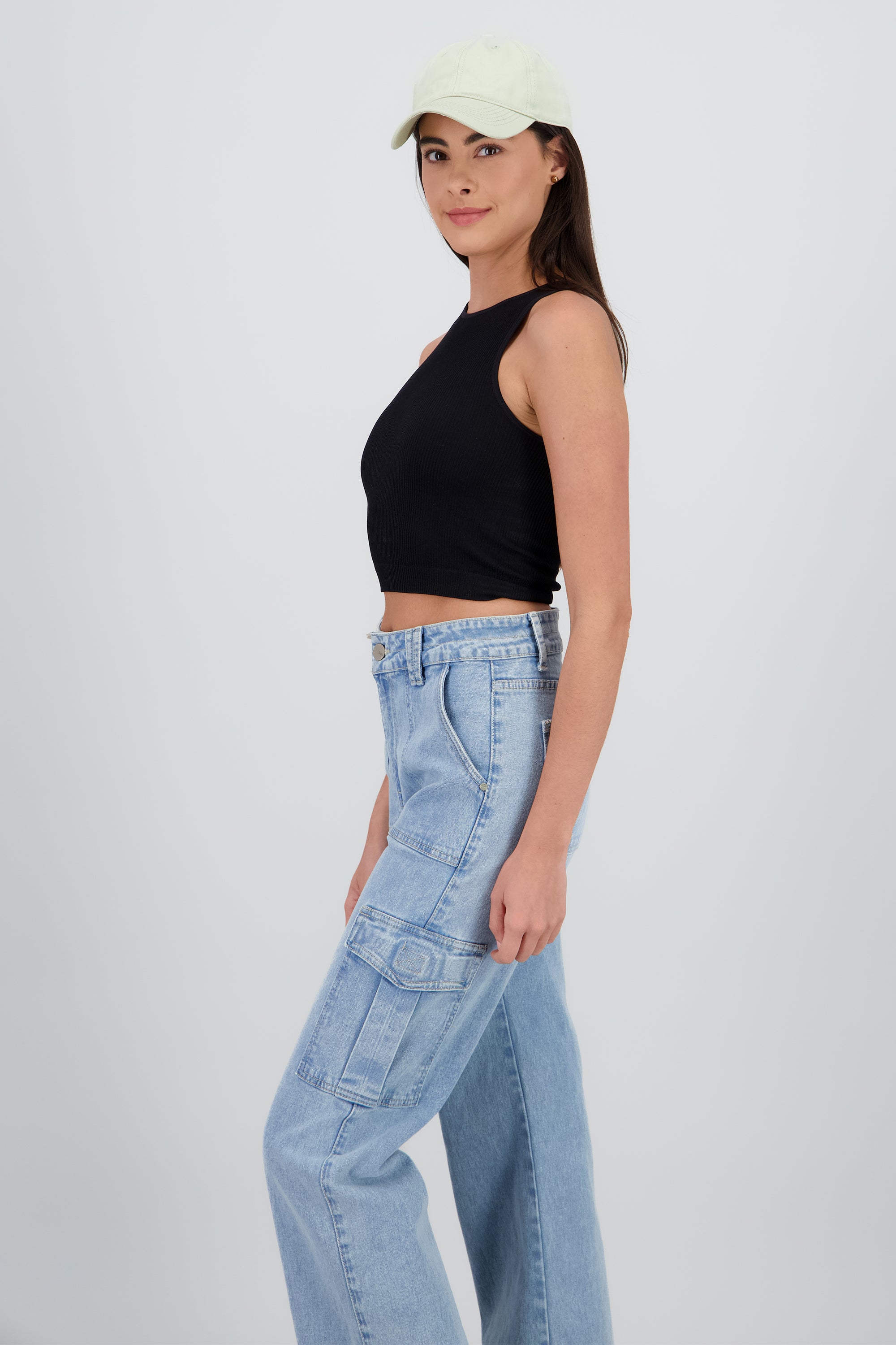 Top sin manga seamless cuello redondo NEGRO