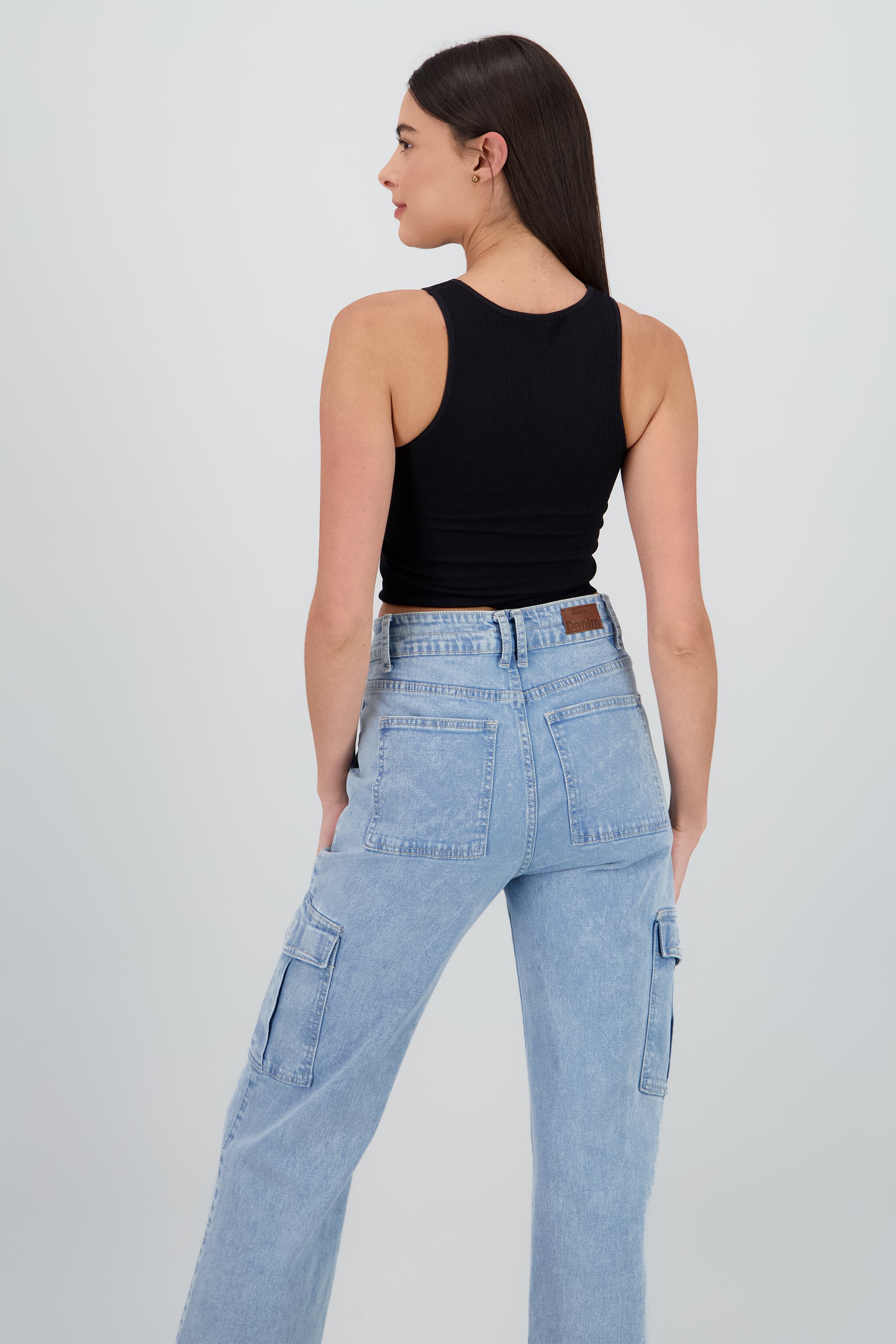 Top sin manga seamless cuello redondo NEGRO