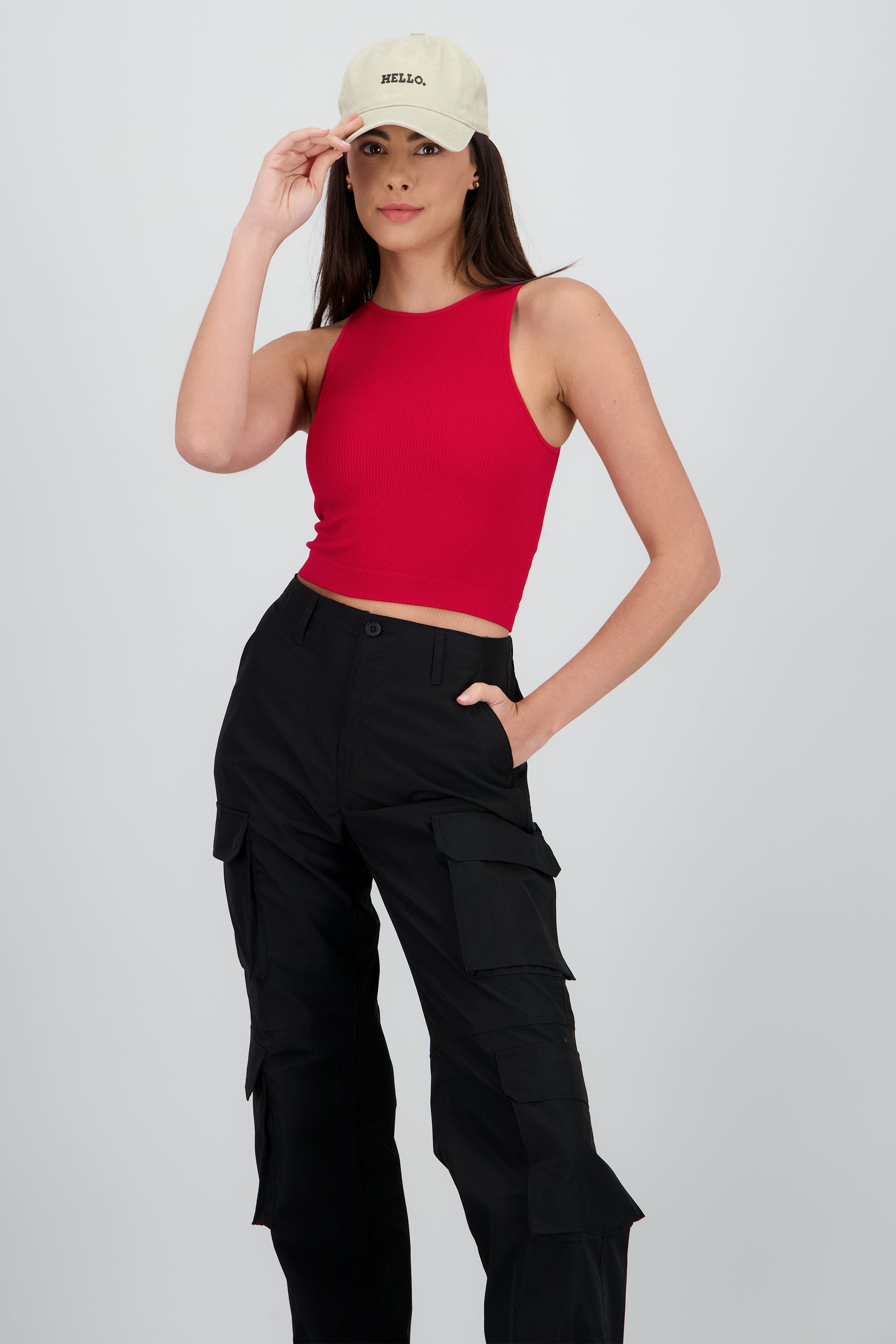 Top sin manga seamless cuello redondo ROJO