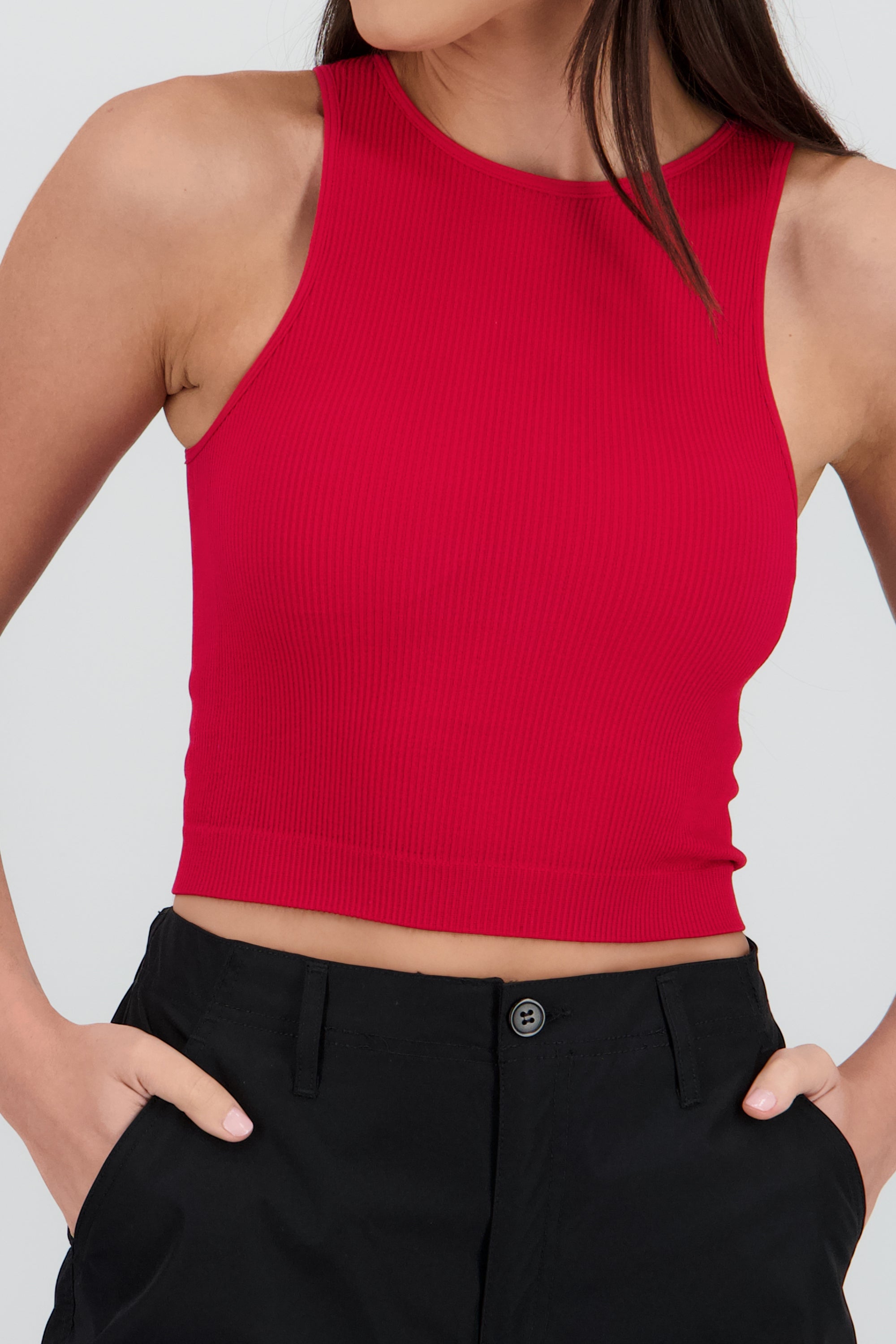 Top sin manga seamless cuello redondo ROJO
