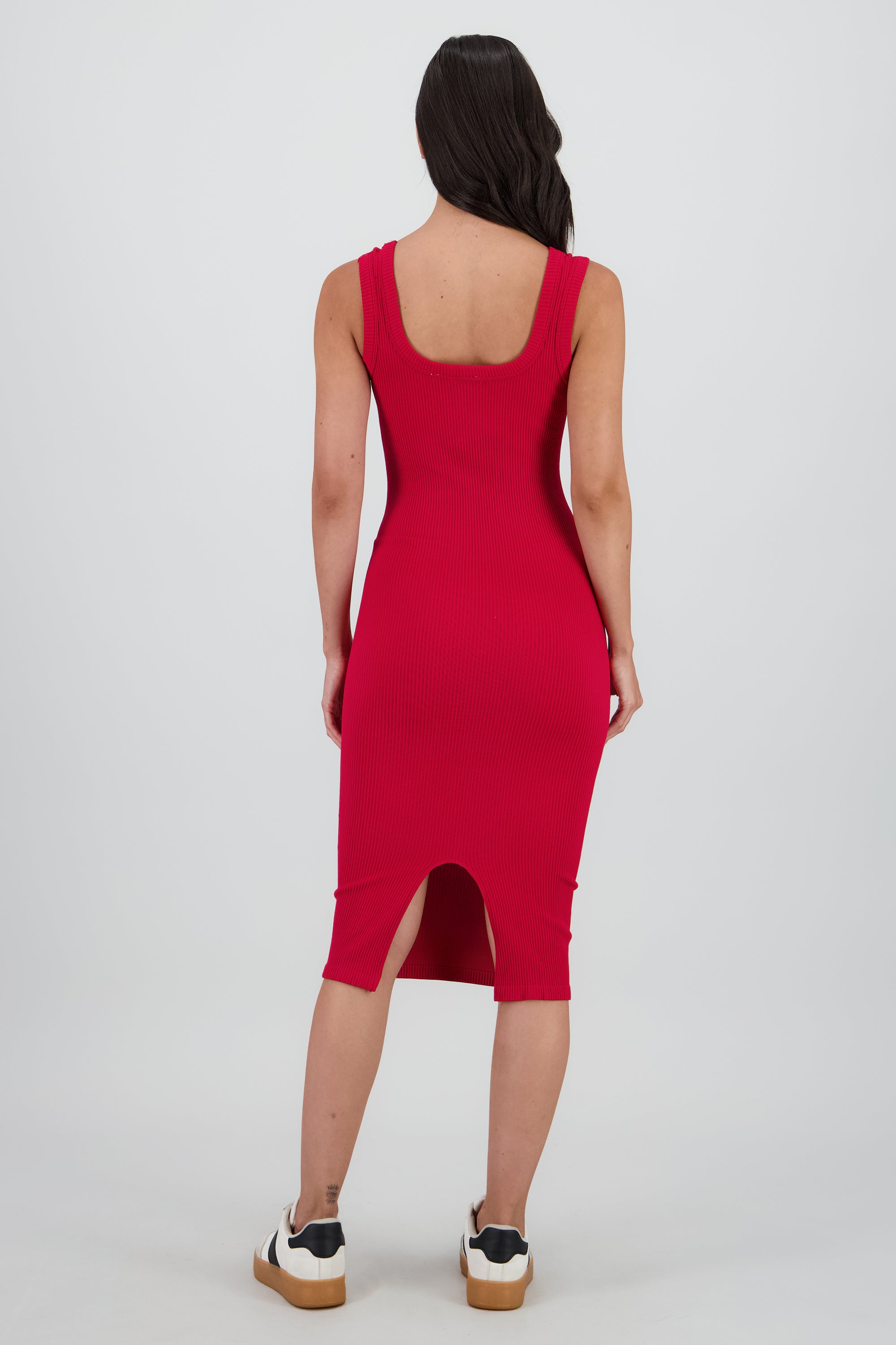 vestido midi detalle seamless liso ROJO
