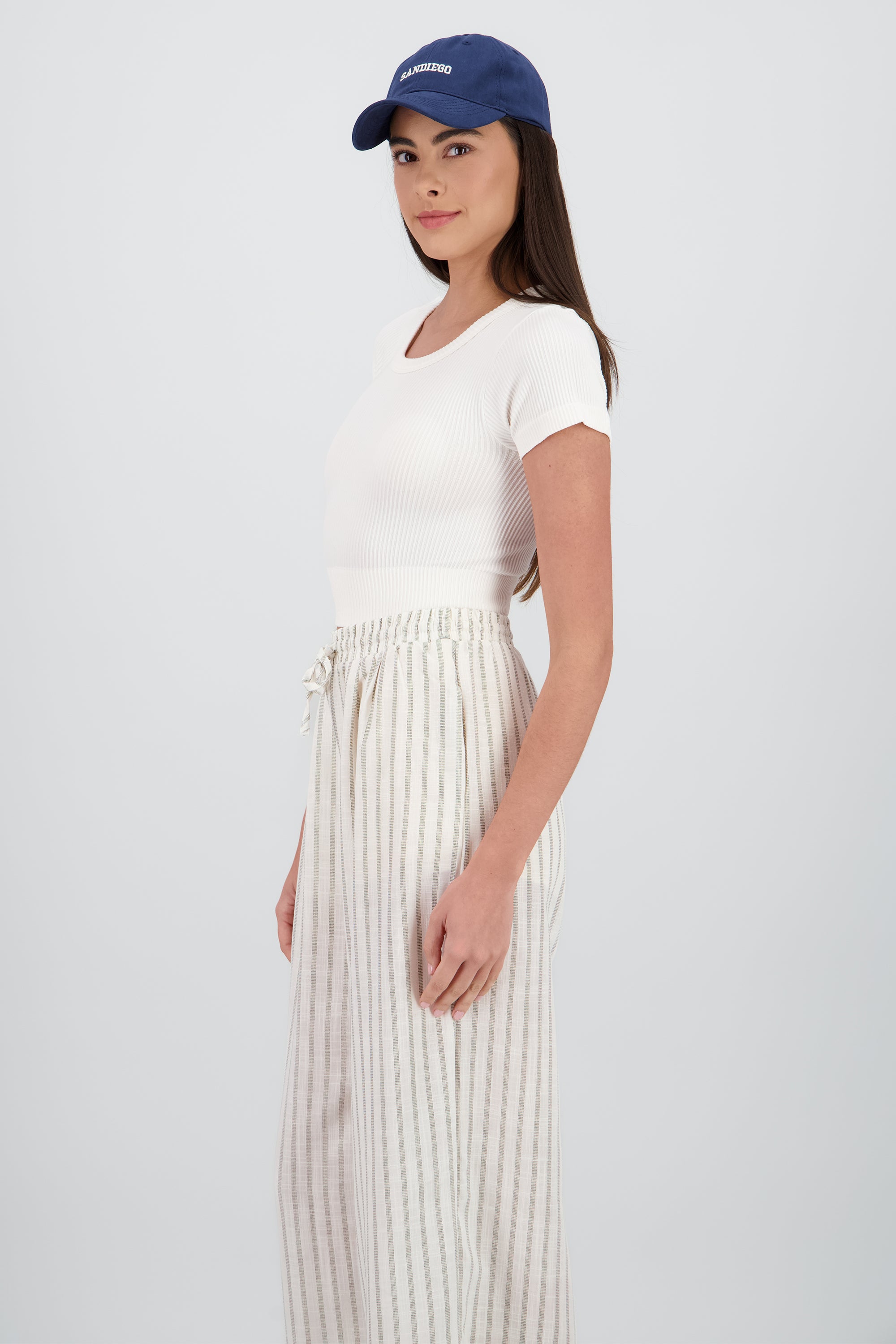 Top manga corta cuello redondo BLANCO
