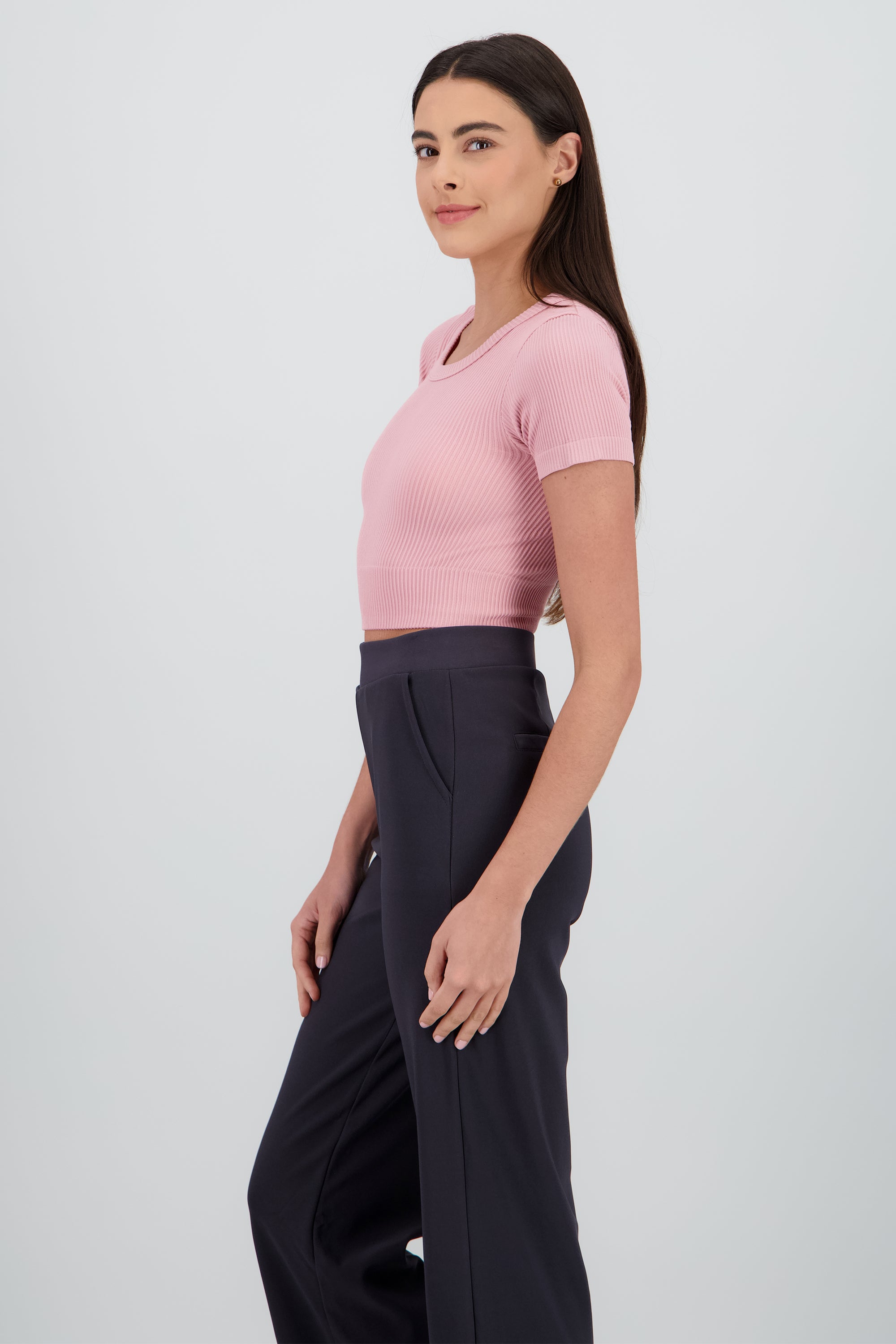 Top manga corta cuello redondo ROSA