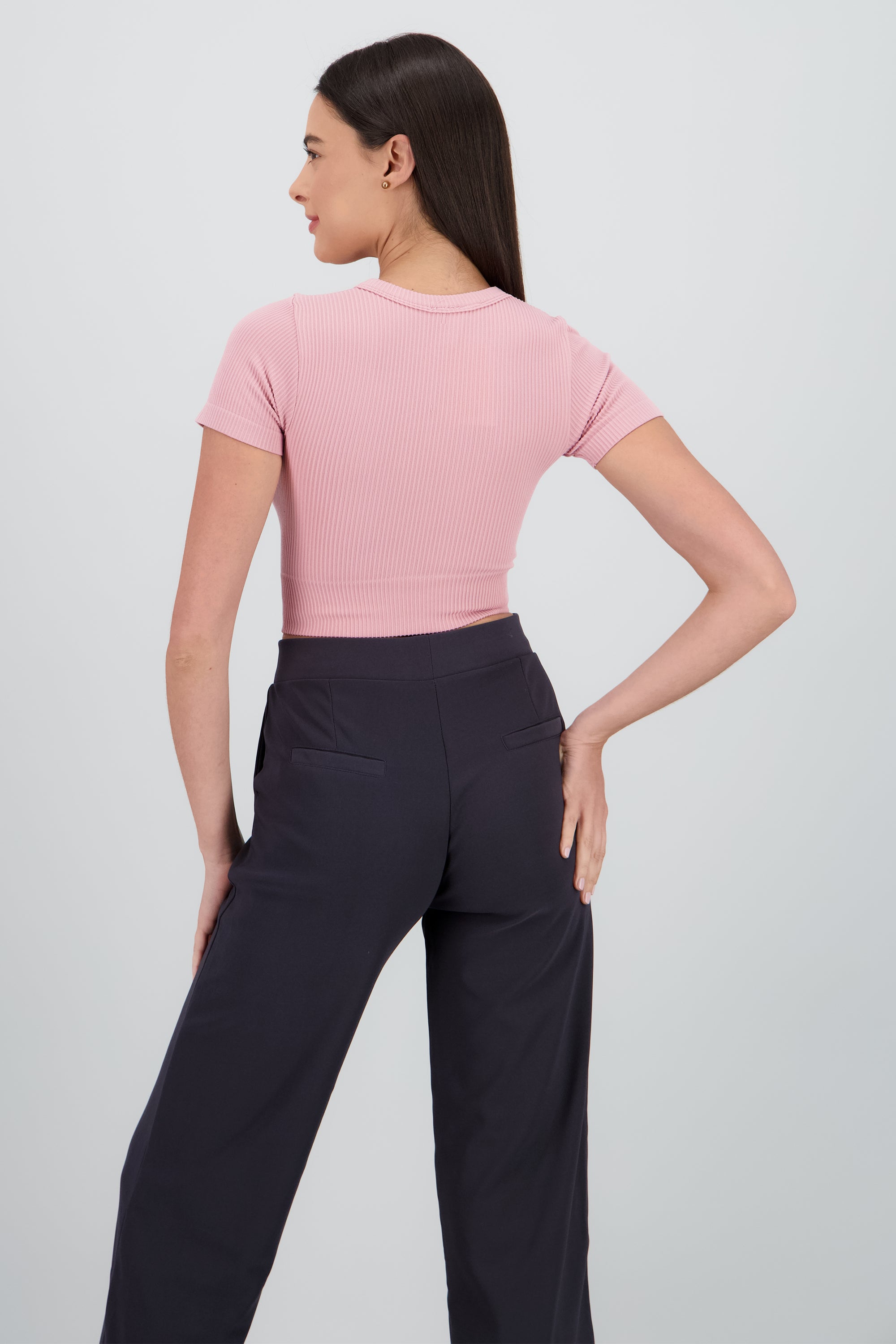 Top manga corta cuello redondo ROSA