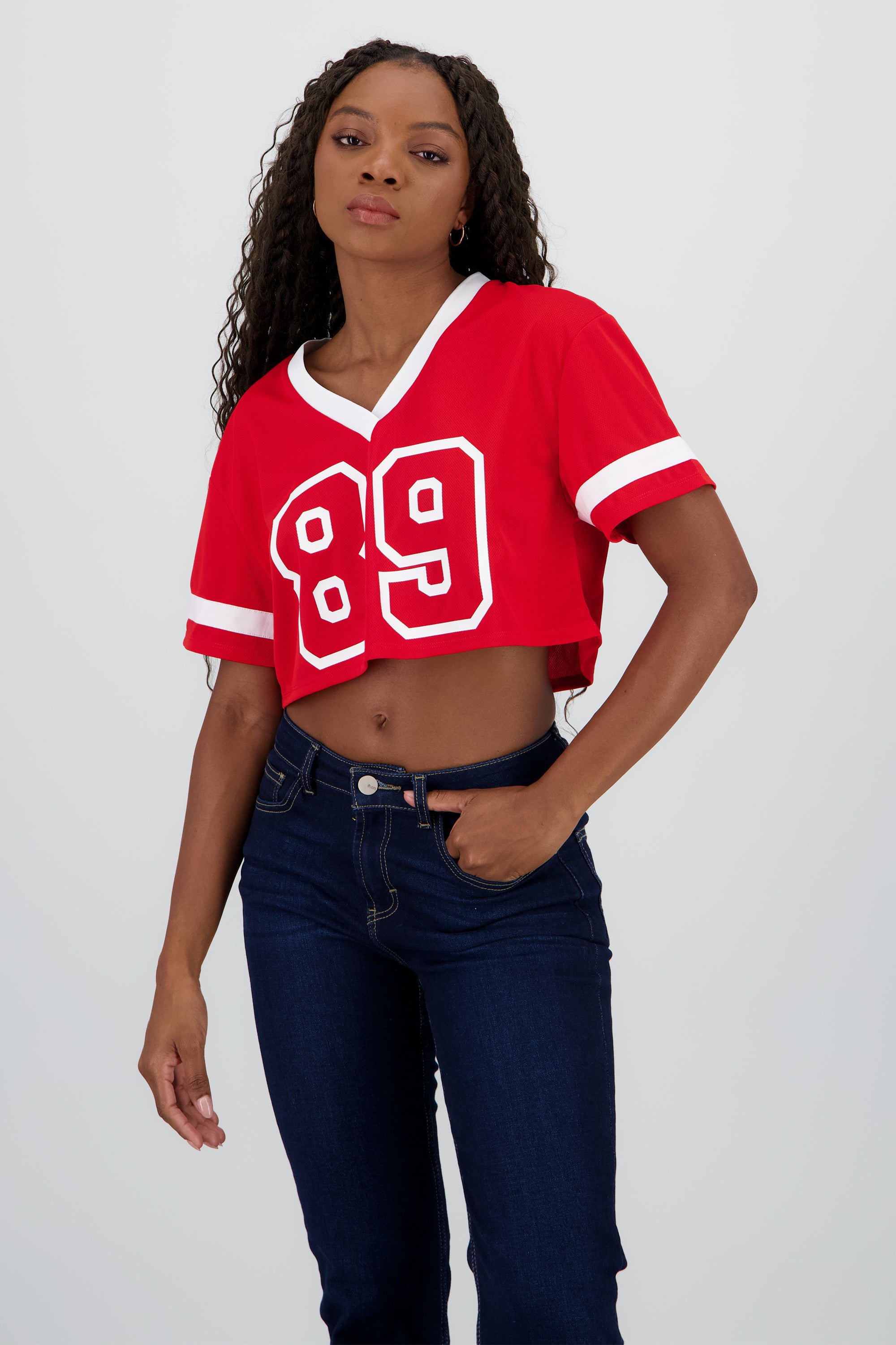 Top crop estampado numero ROJO