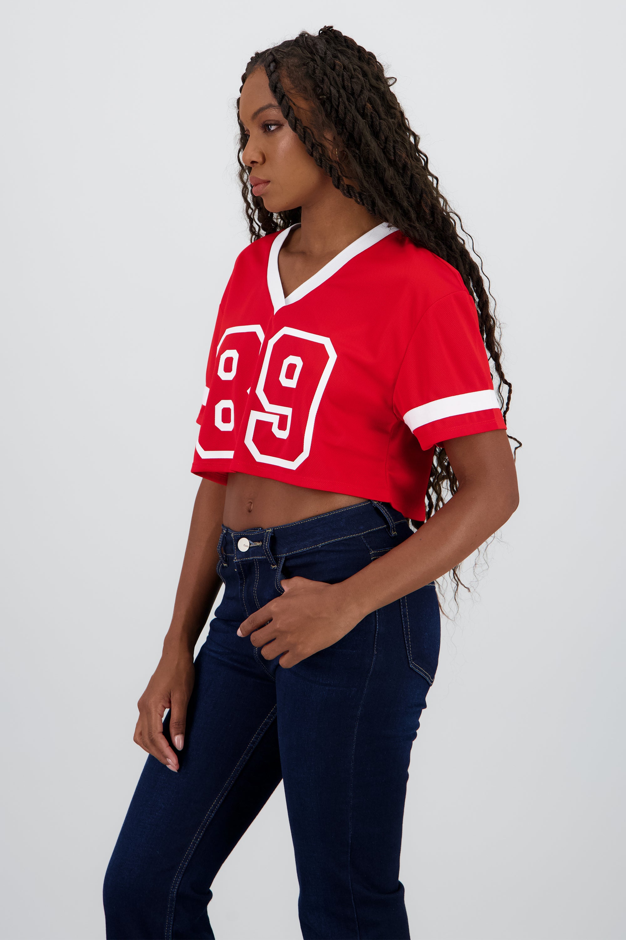 Top crop estampado numero ROJO