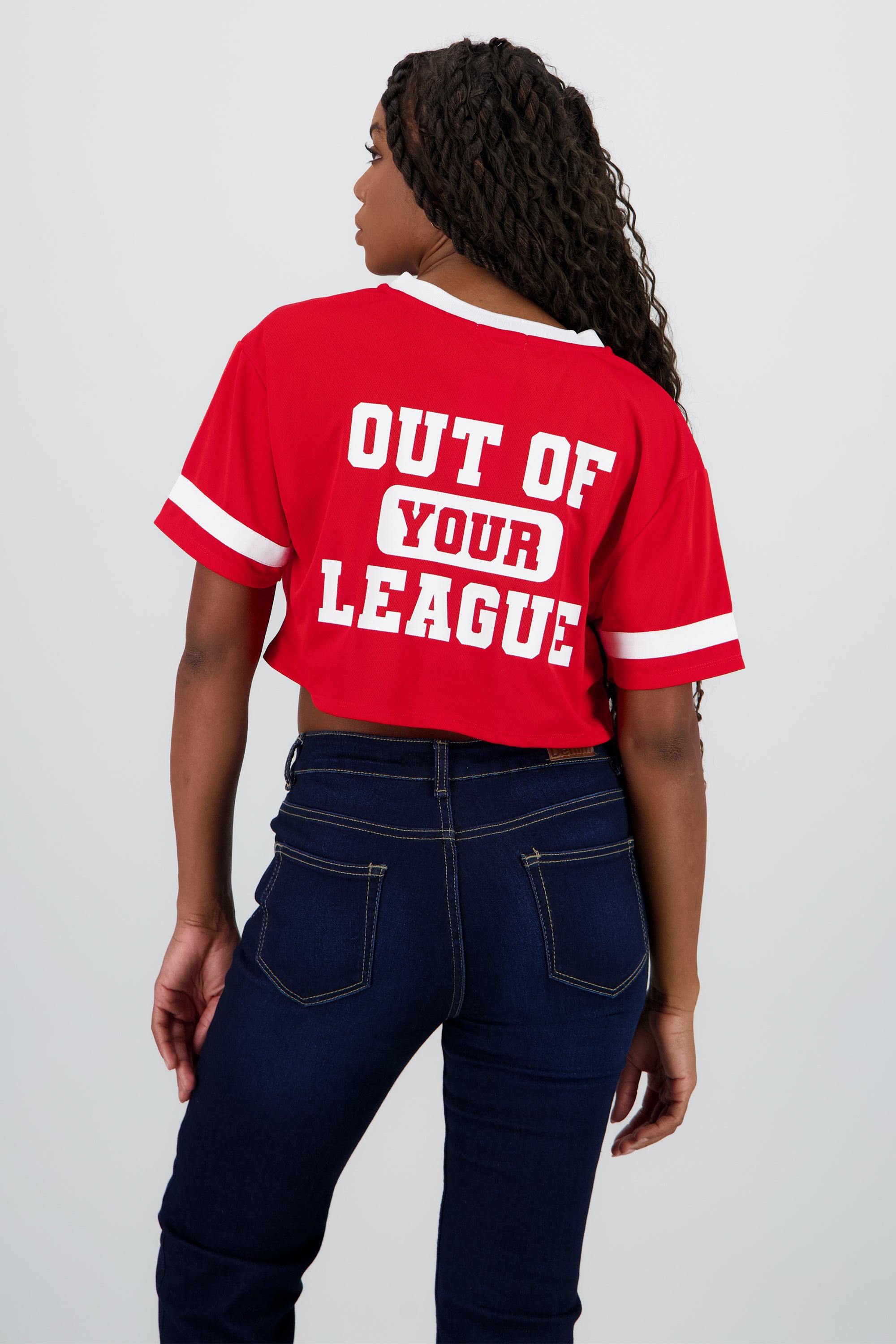 Top crop estampado numero ROJO