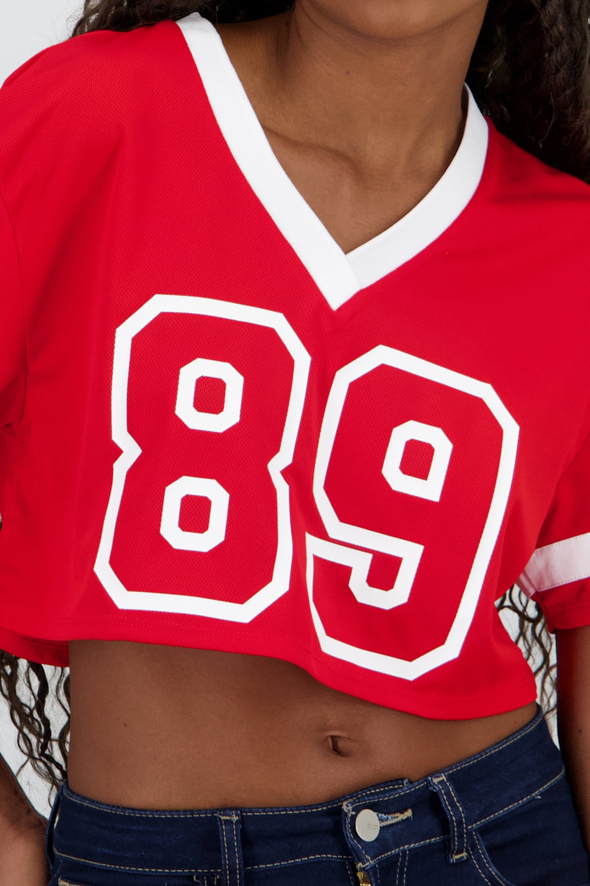 Top crop estampado numero ROJO