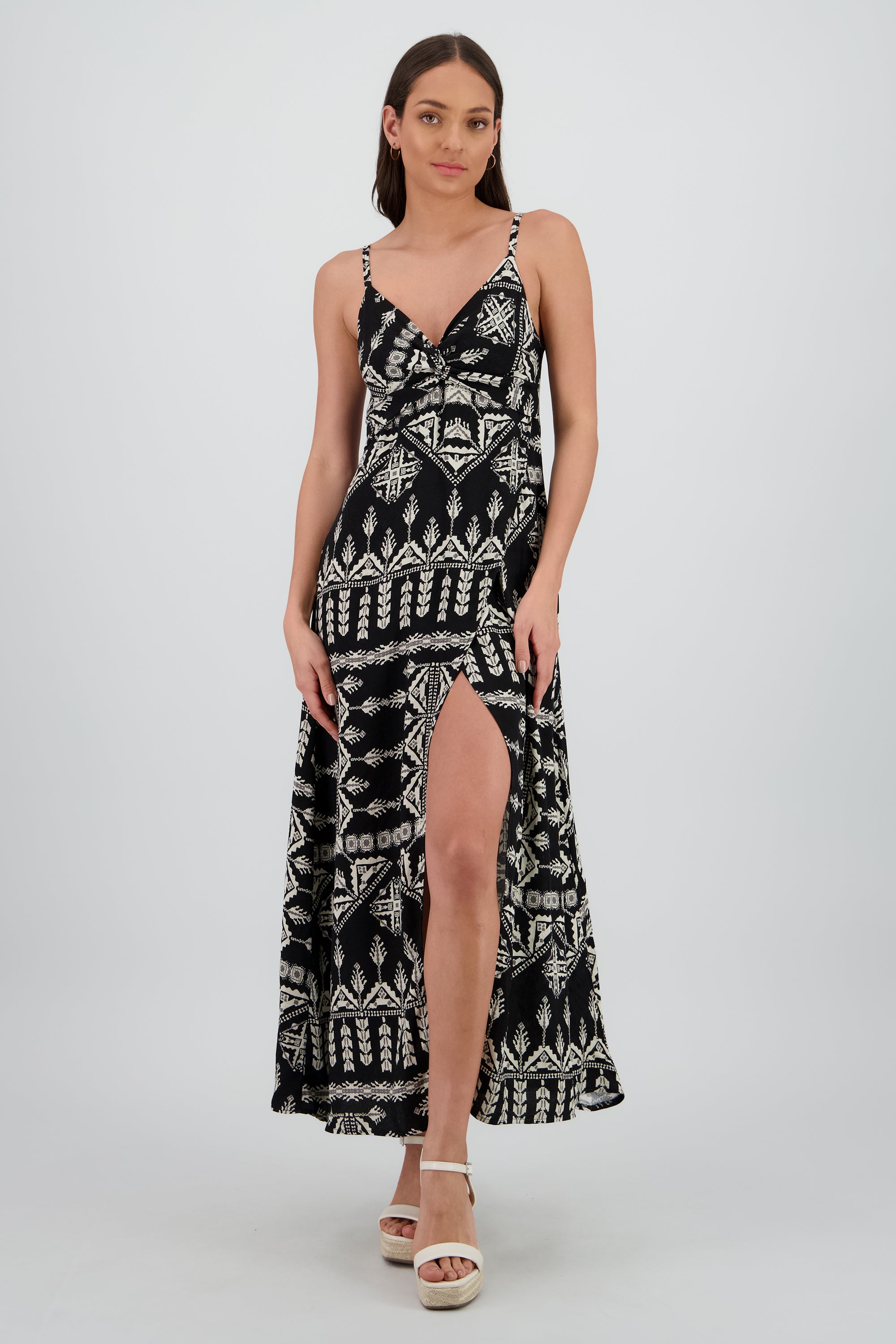 Vestido maxi estampado NEGRO COMBO