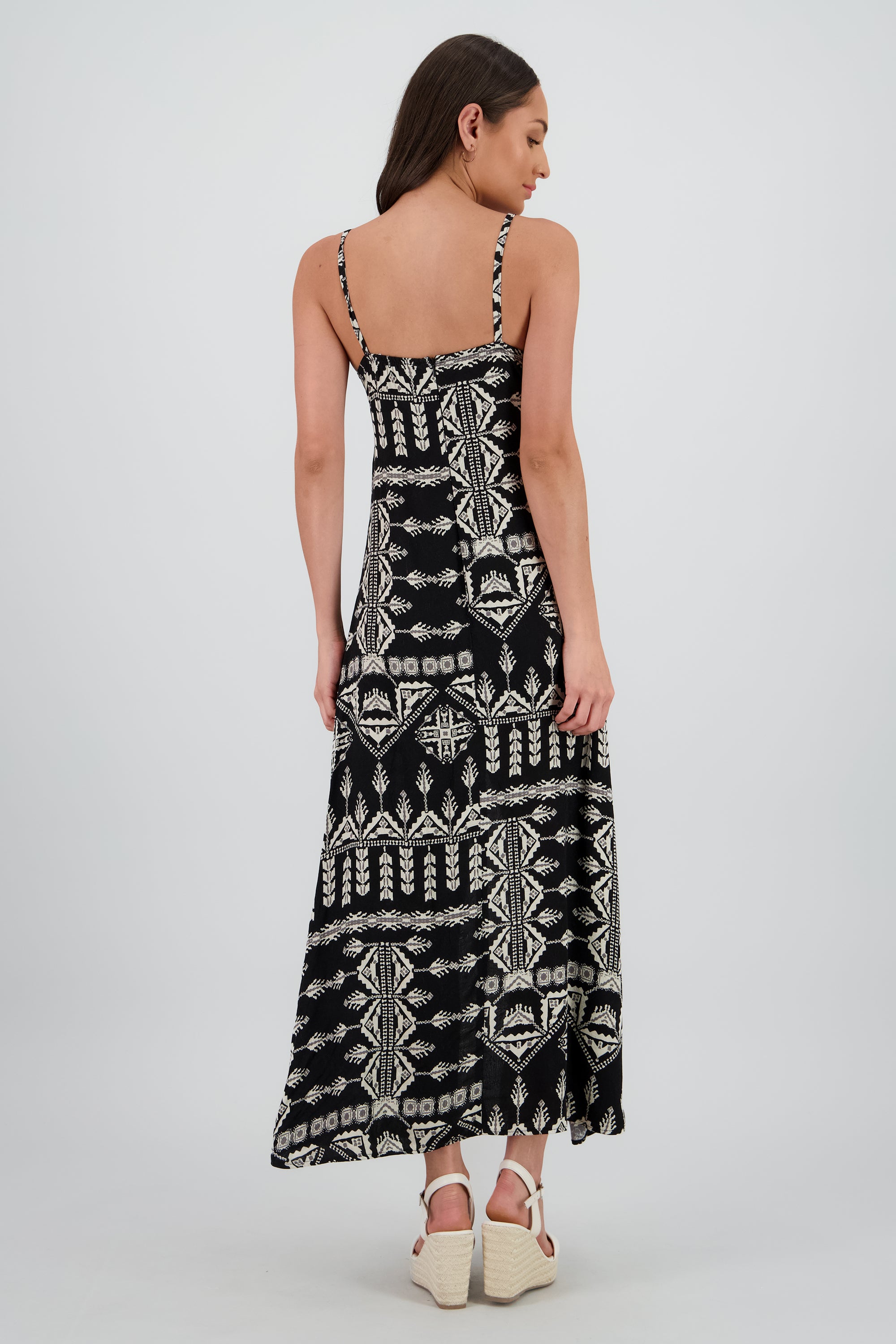 Vestido maxi estampado NEGRO COMBO