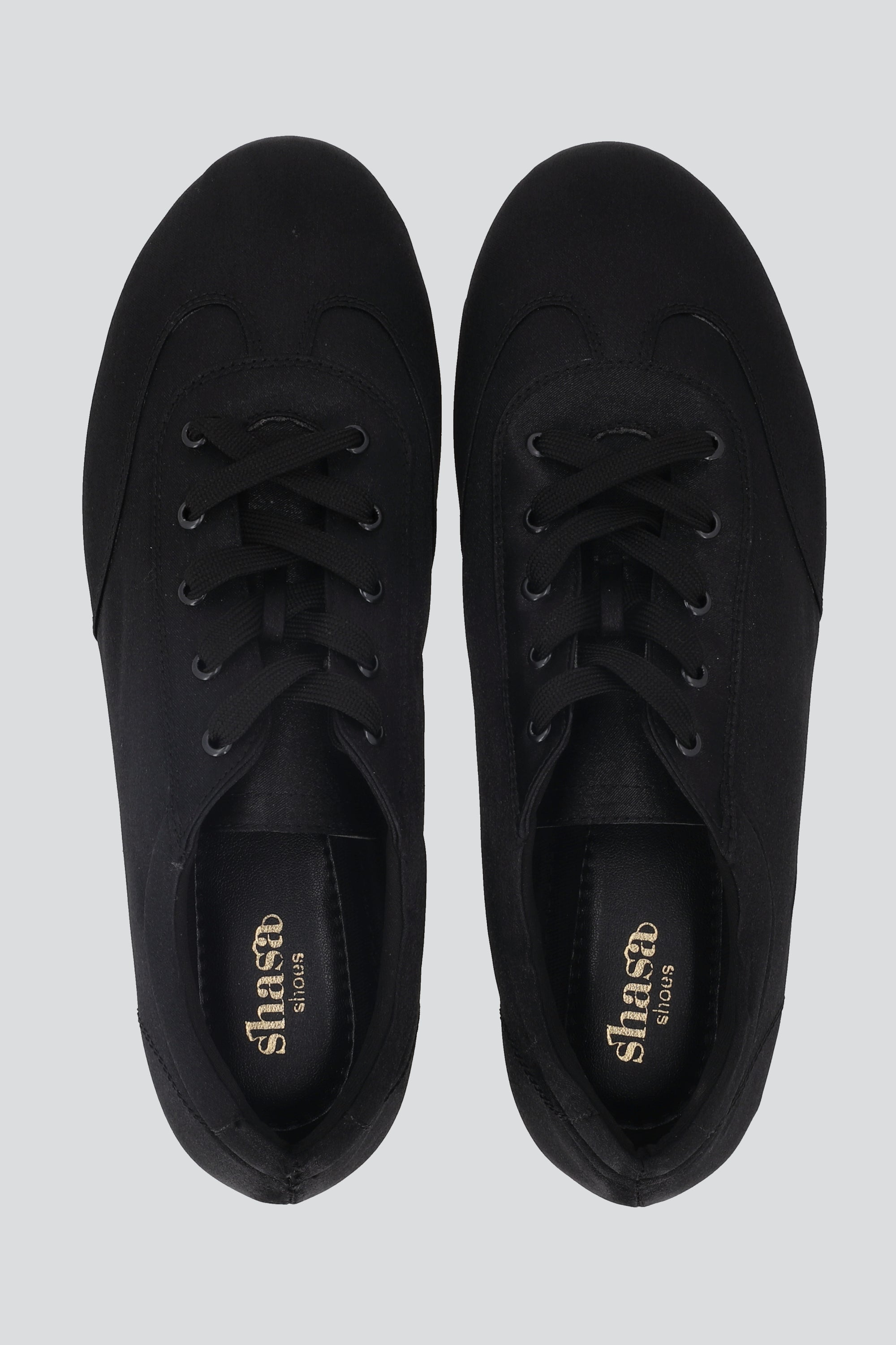 Tenis sencillos suela delgada tela NEGRO