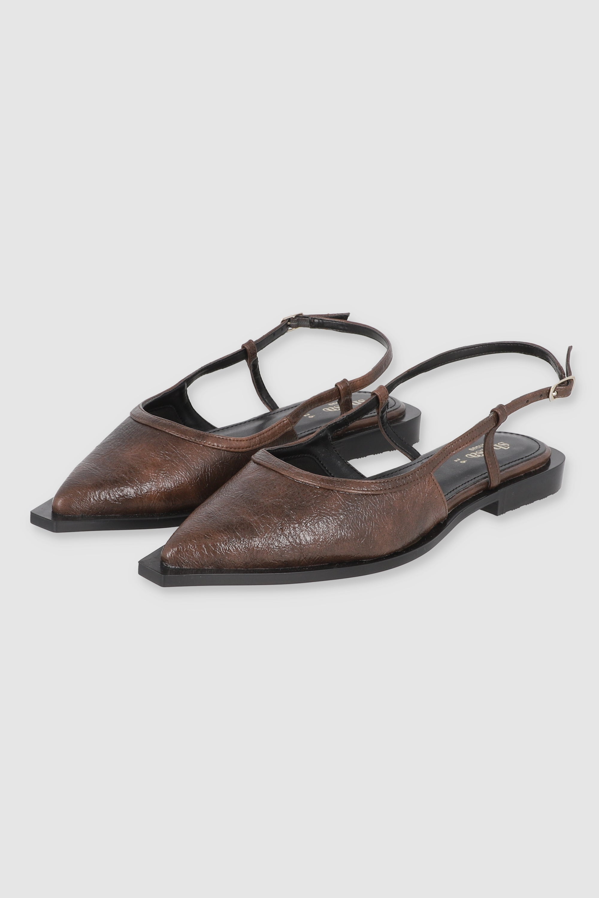 Flat suela ancha slingback crack CAFE