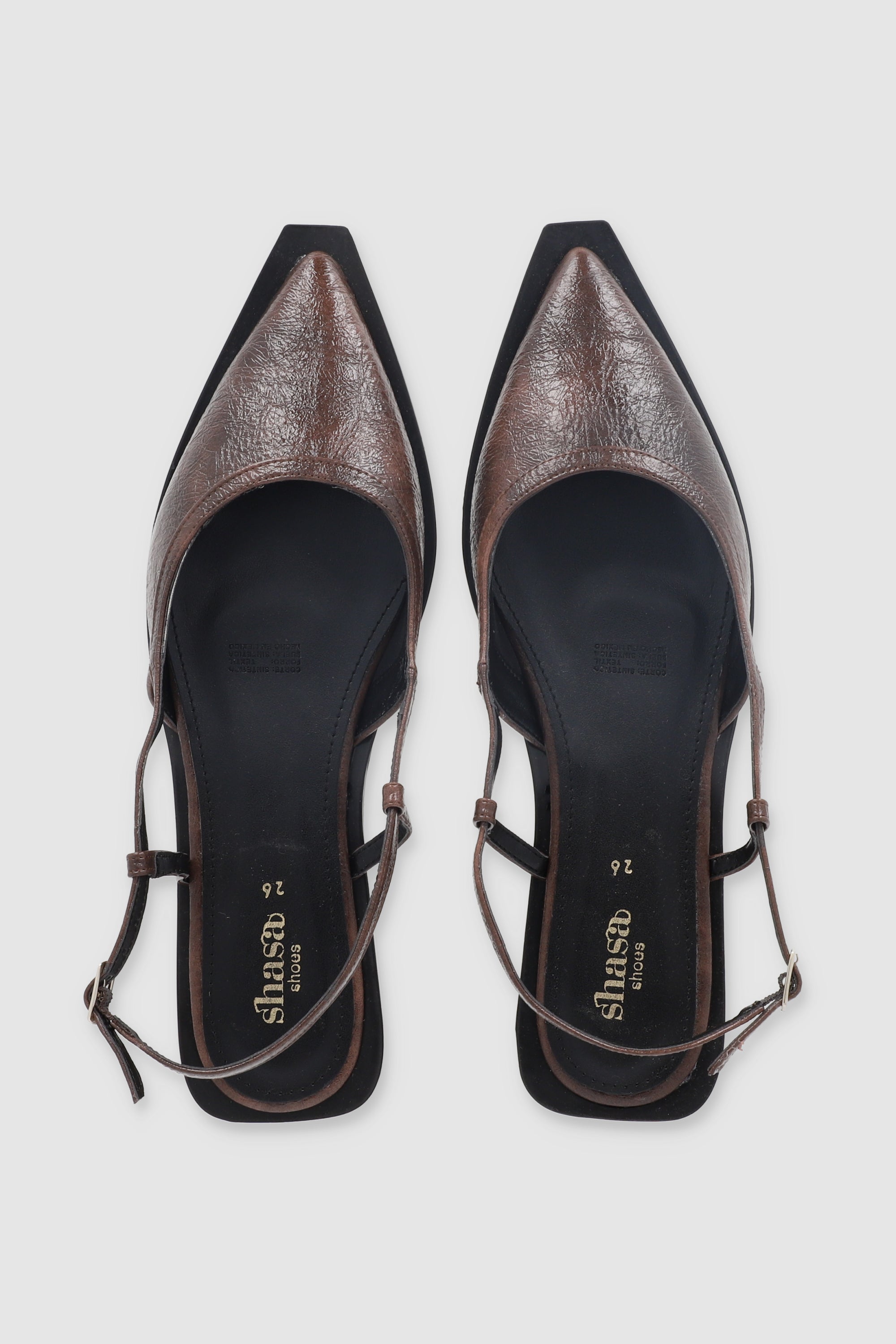 Flat suela ancha slingback crack CAFE
