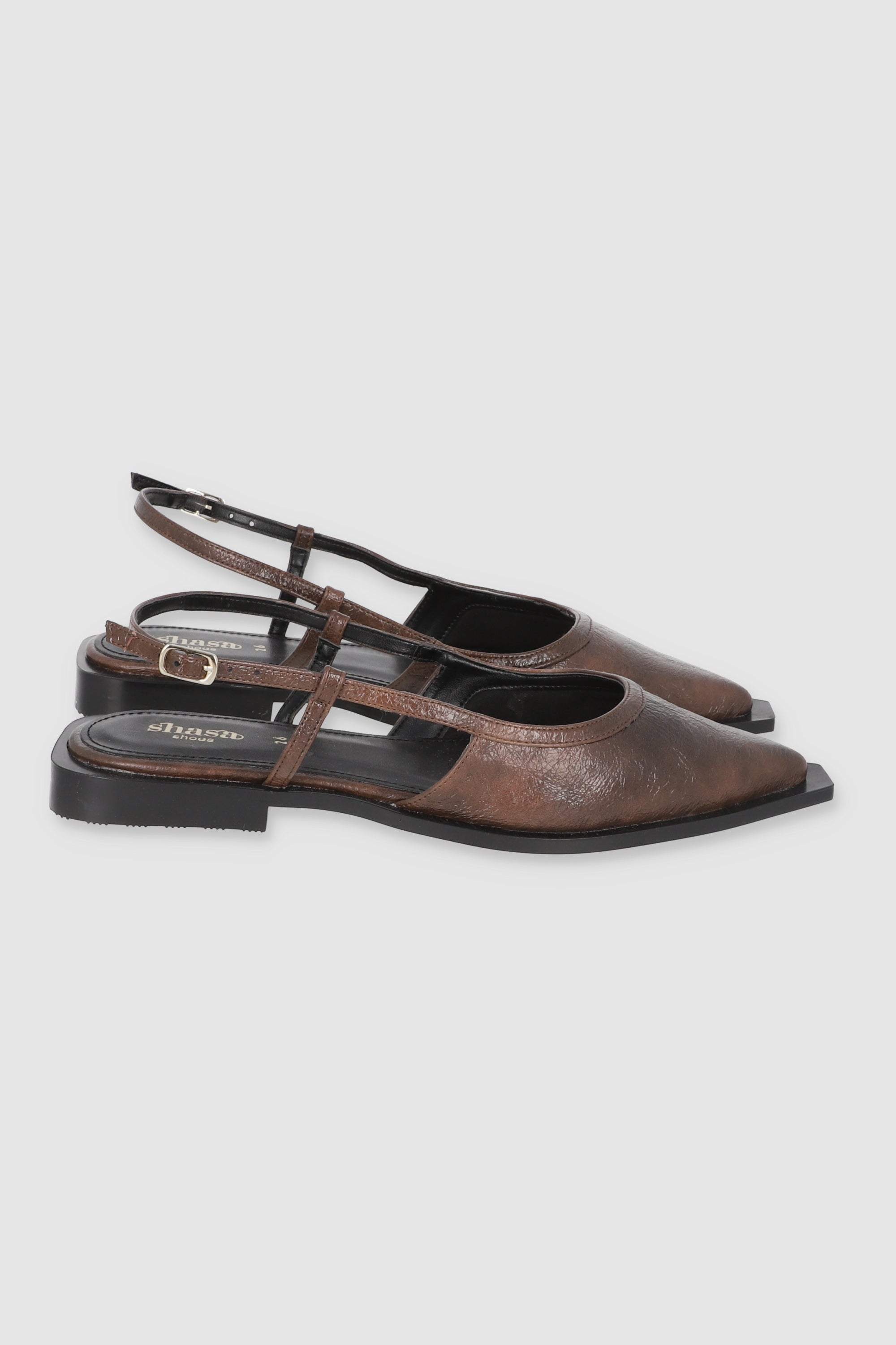Flat suela ancha slingback crack CAFE