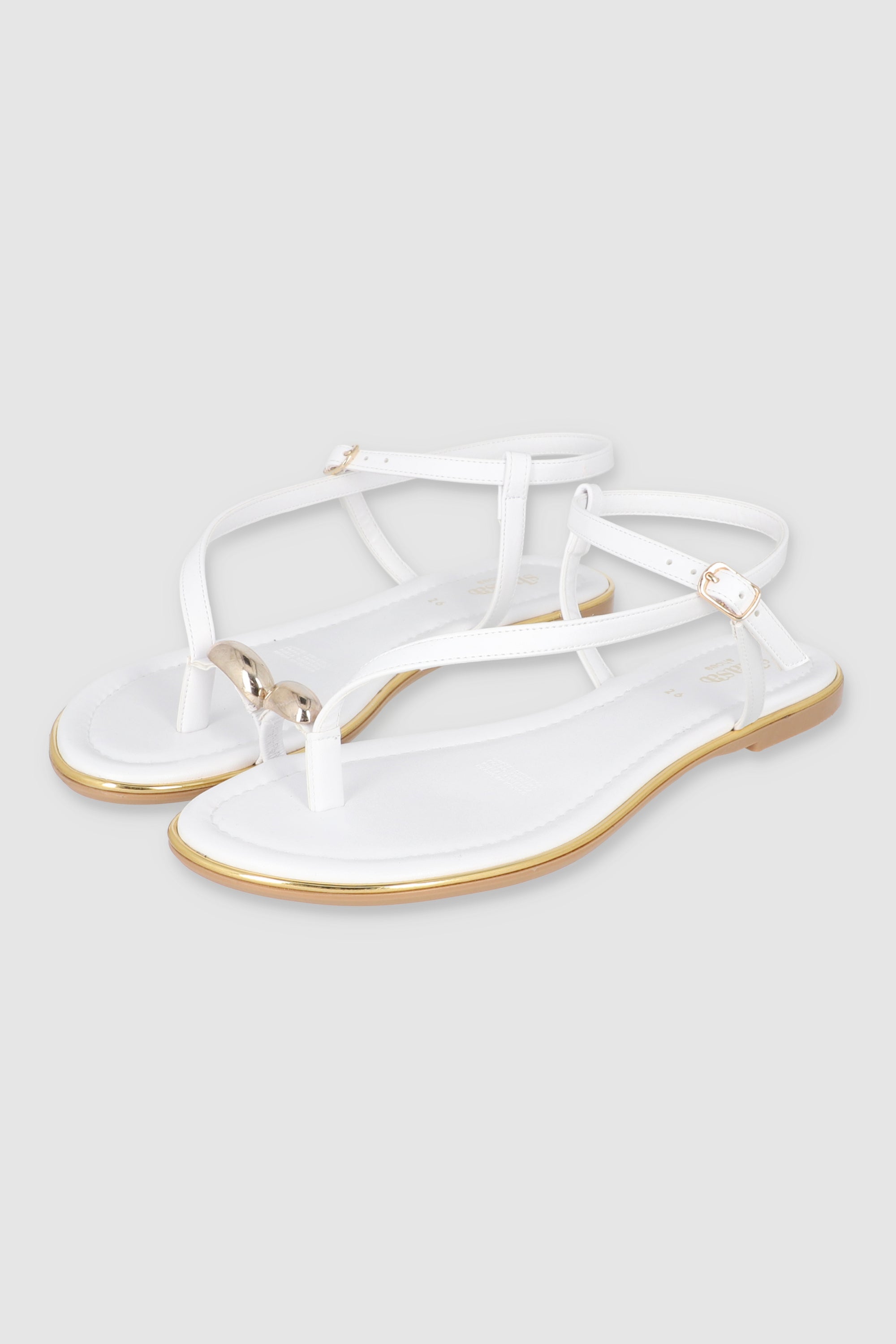 Sandalias tiras pata de gallo detalle anillo BLANCO