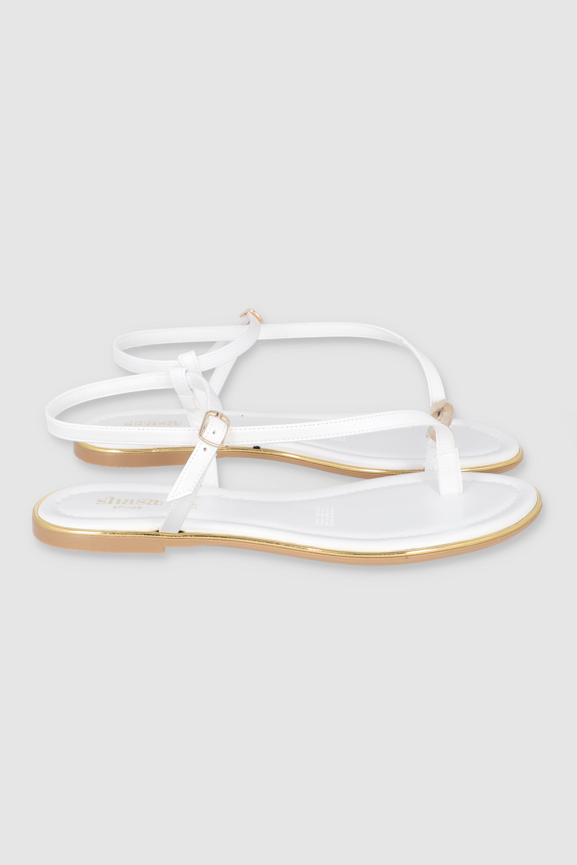 Sandalias tiras pata de gallo detalle anillo BLANCO