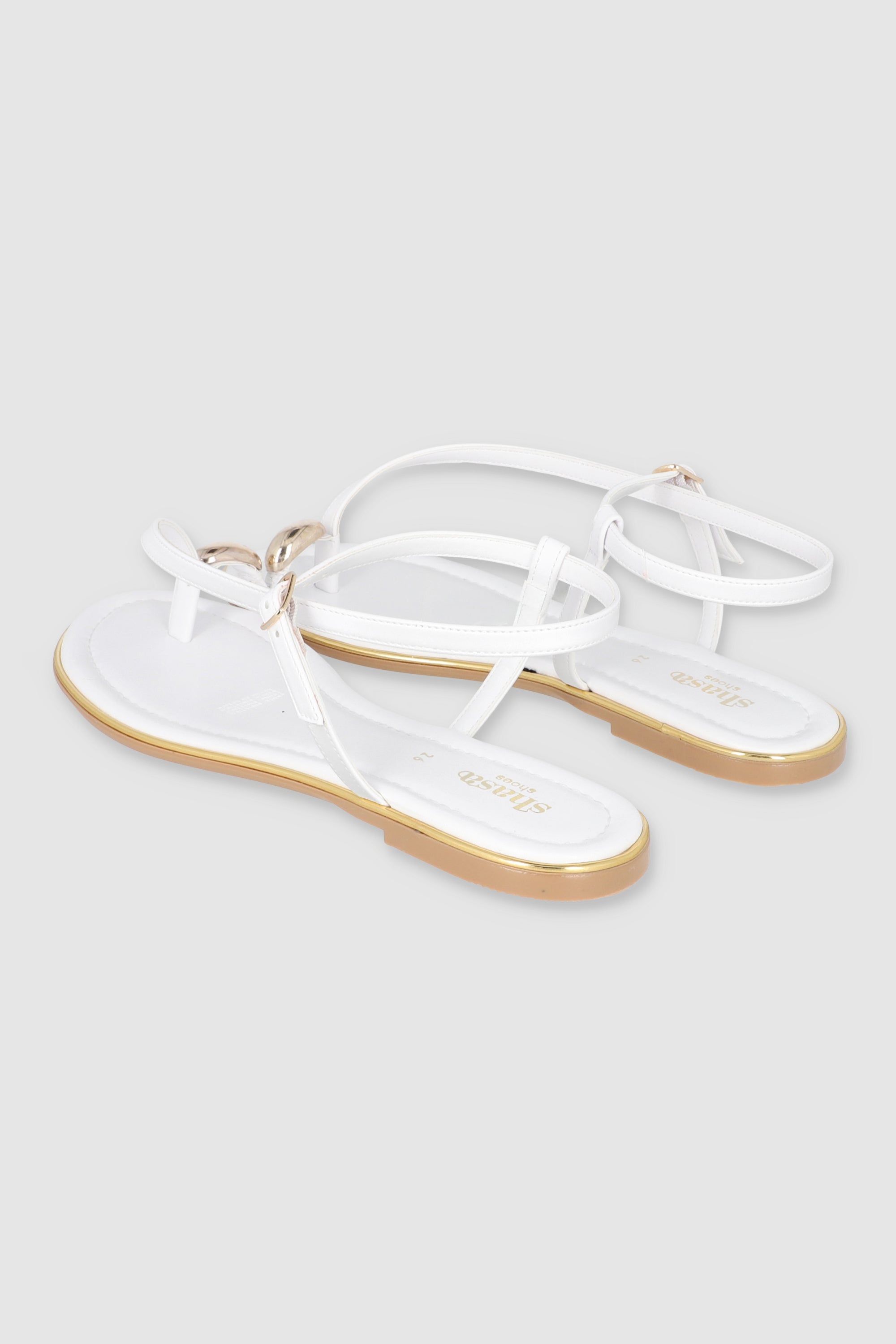 Sandalias tiras pata de gallo detalle anillo BLANCO