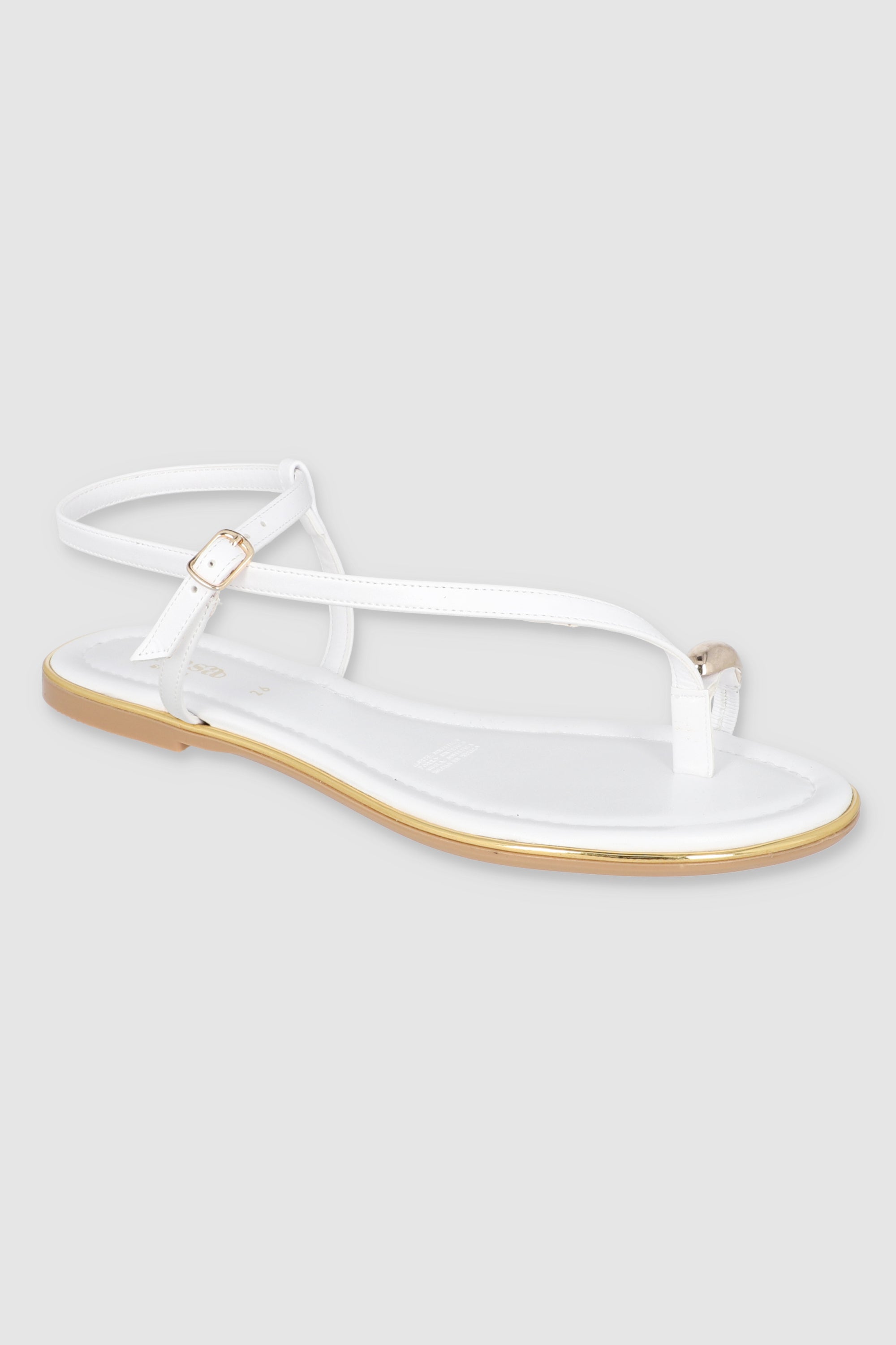 Sandalias tiras pata de gallo detalle anillo BLANCO