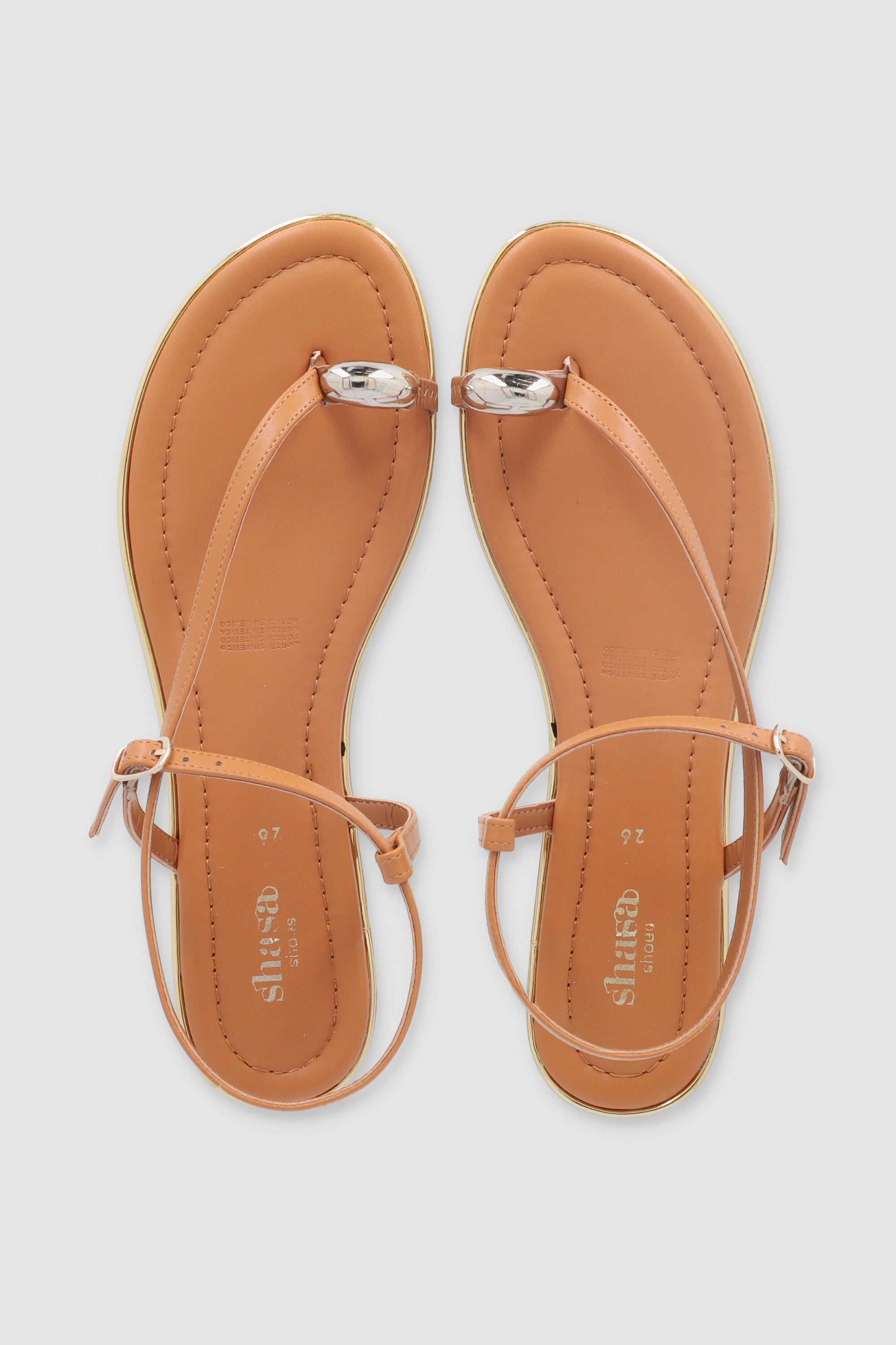 Sandalias tiras pata de gallo detalle anillo TAN