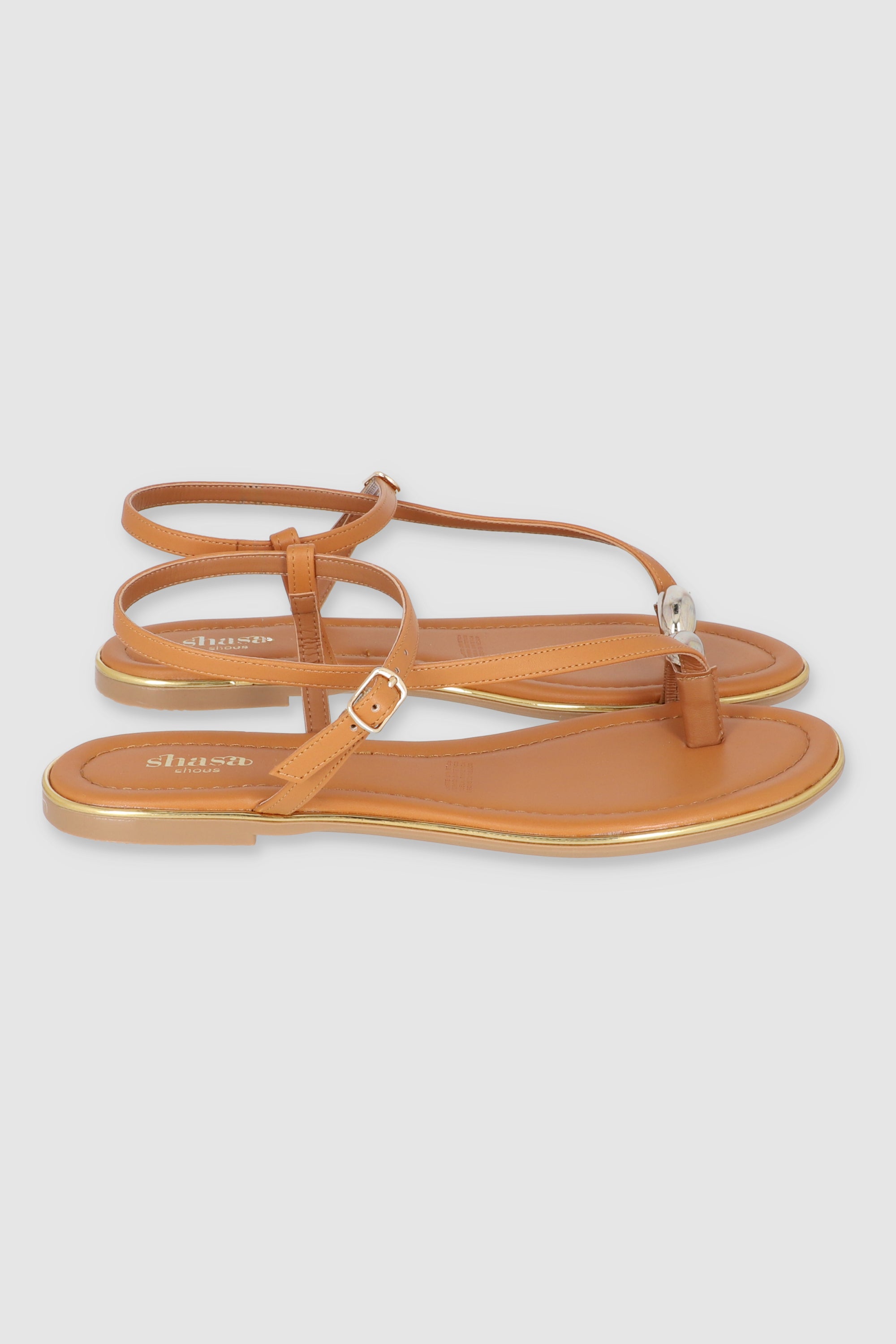 Sandalias tiras pata de gallo detalle anillo TAN