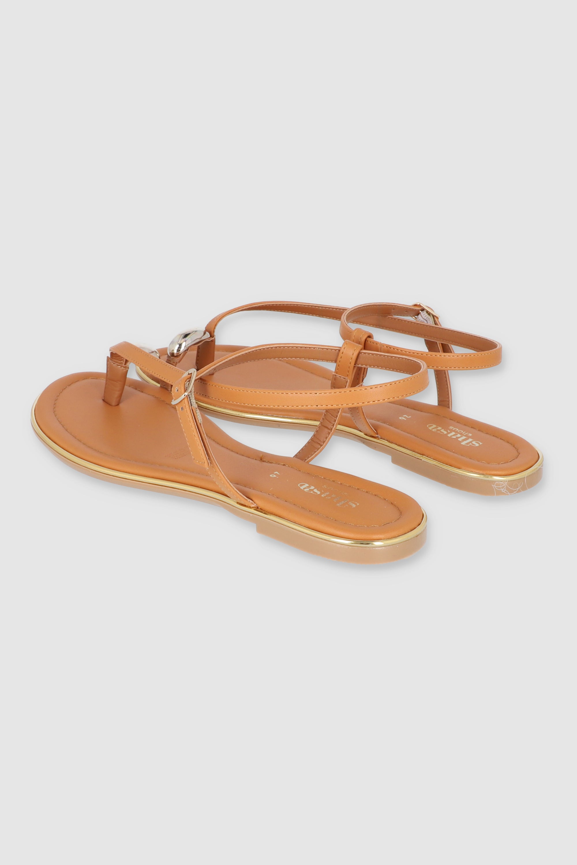Sandalias tiras pata de gallo detalle anillo TAN