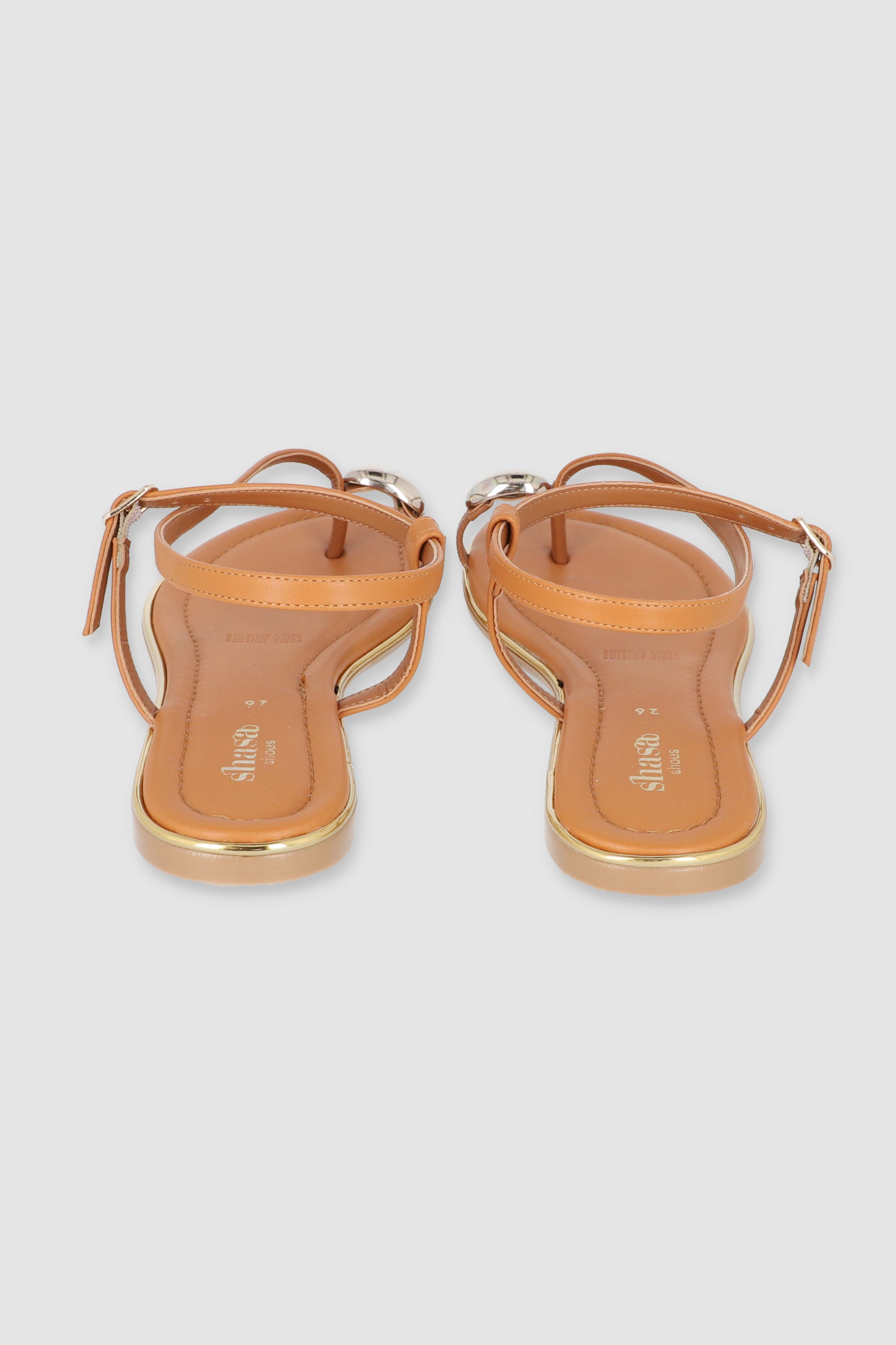 Sandalias tiras pata de gallo detalle anillo TAN