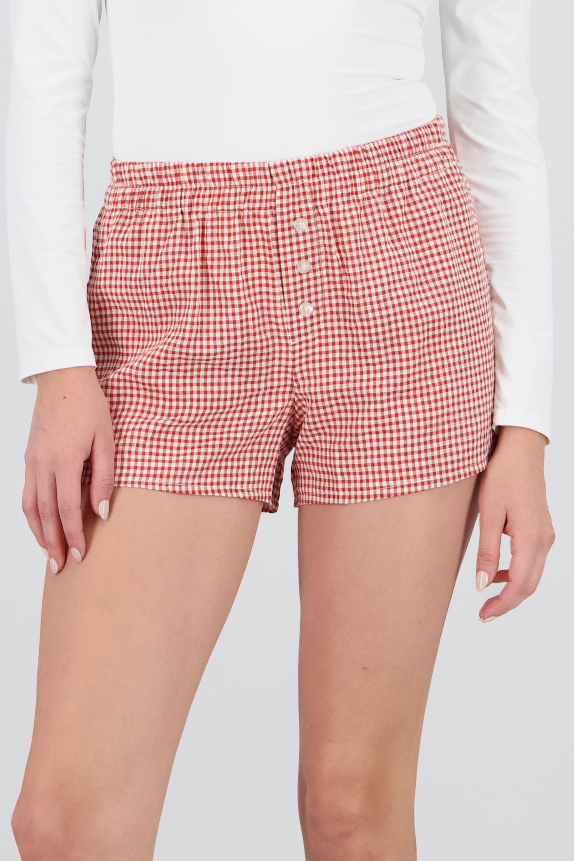Short corto cuadros ROJO COMBO
