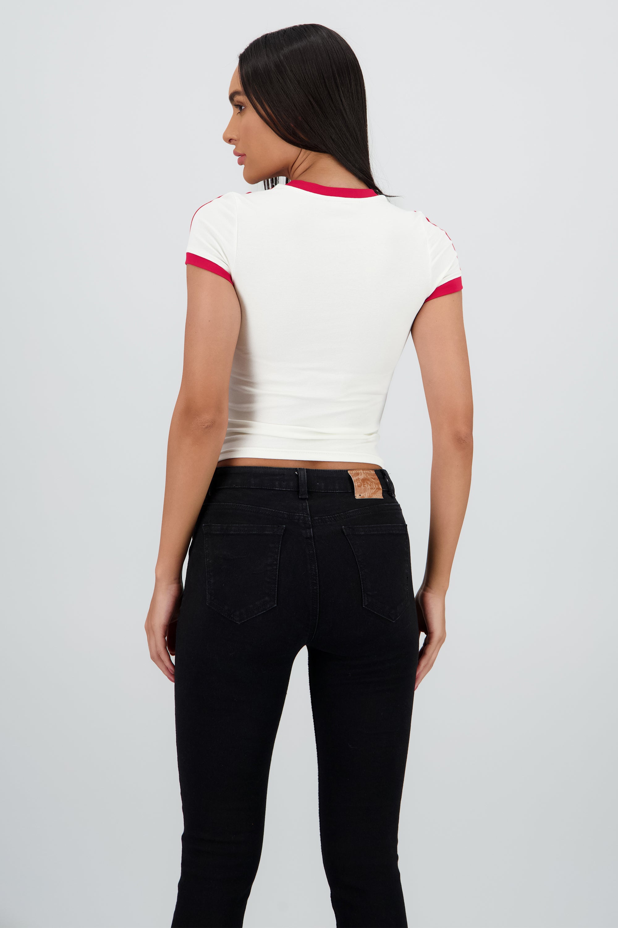 Top estampado contraste BLANCO COMBO