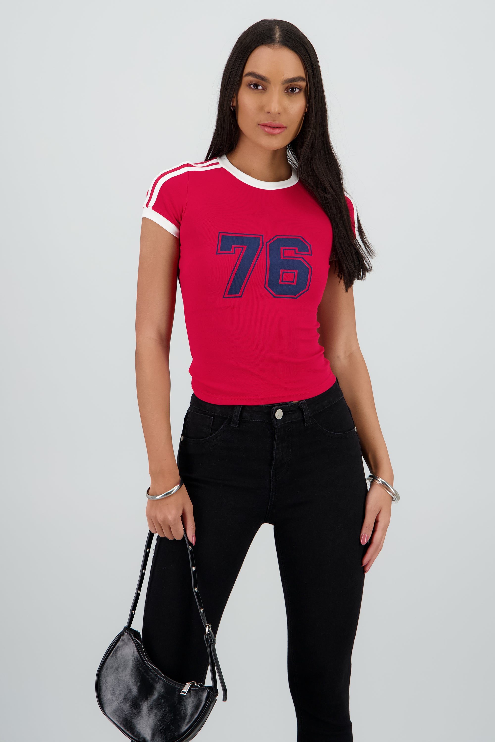 Top estampado contraste ROJO COMBO