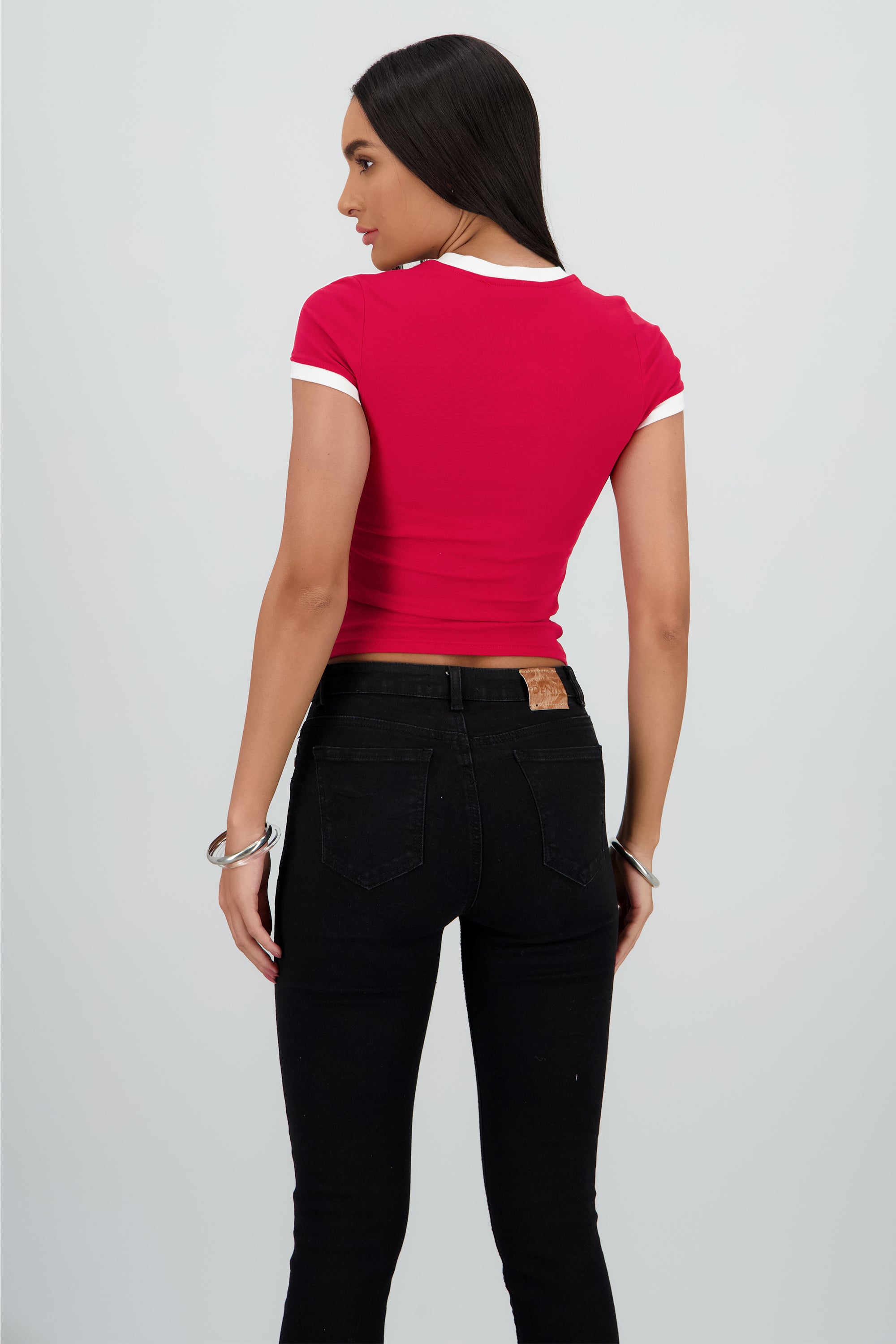 Top estampado contraste ROJO COMBO