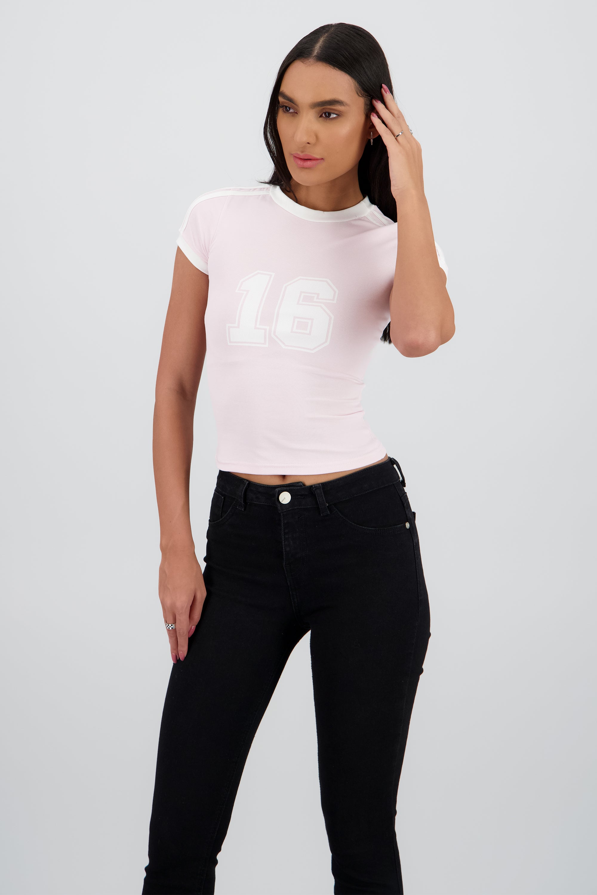 Top estampado contraste ROSA COMBO
