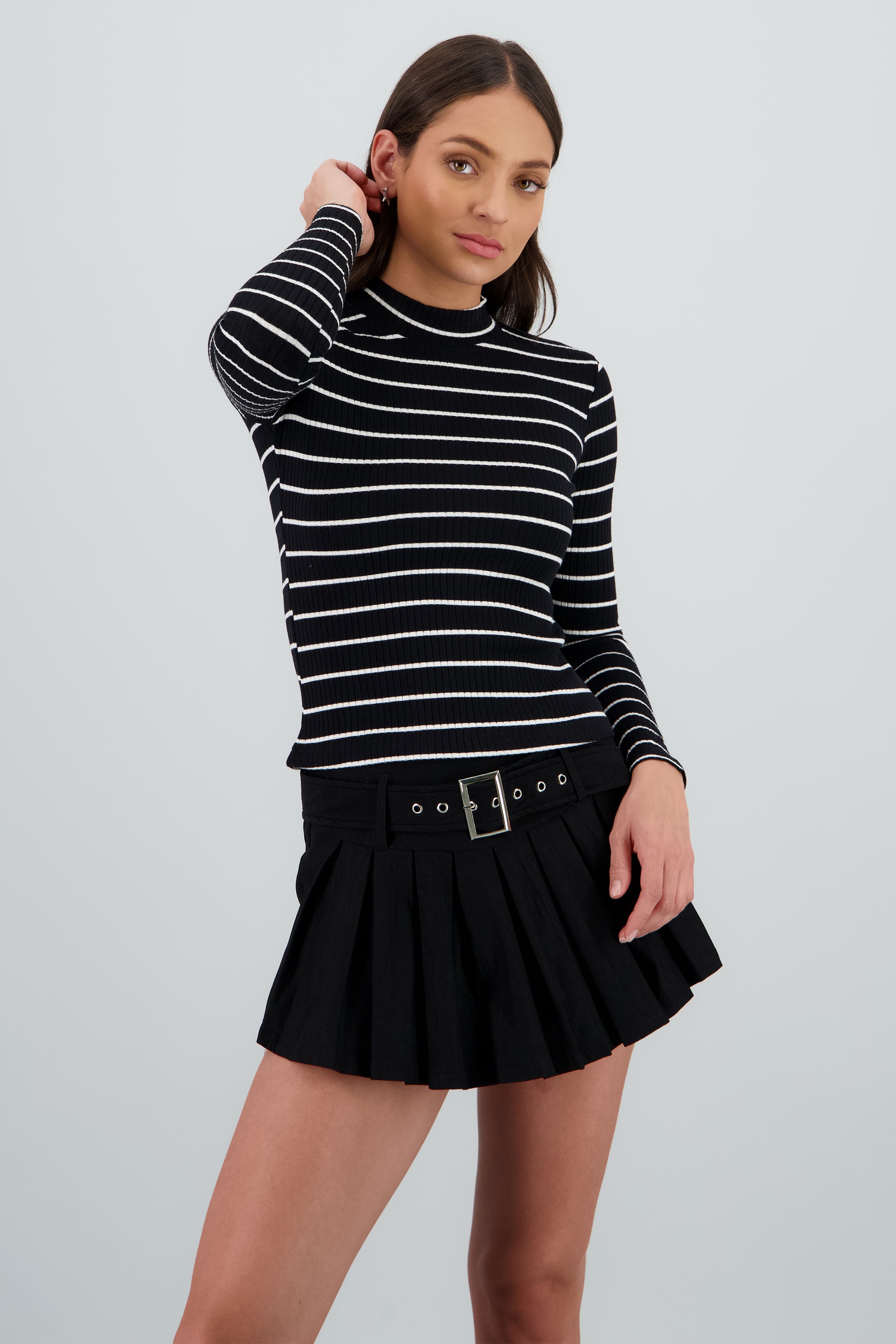 Top cuello alto rayas NEGRO COMBO
