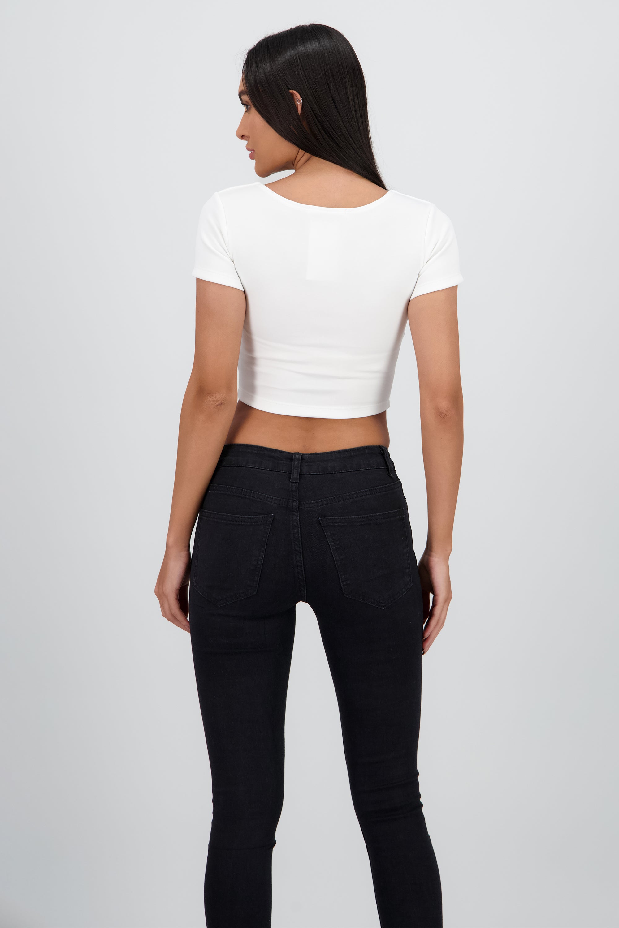 Top corto escote cuadrado doble tela BLANCO