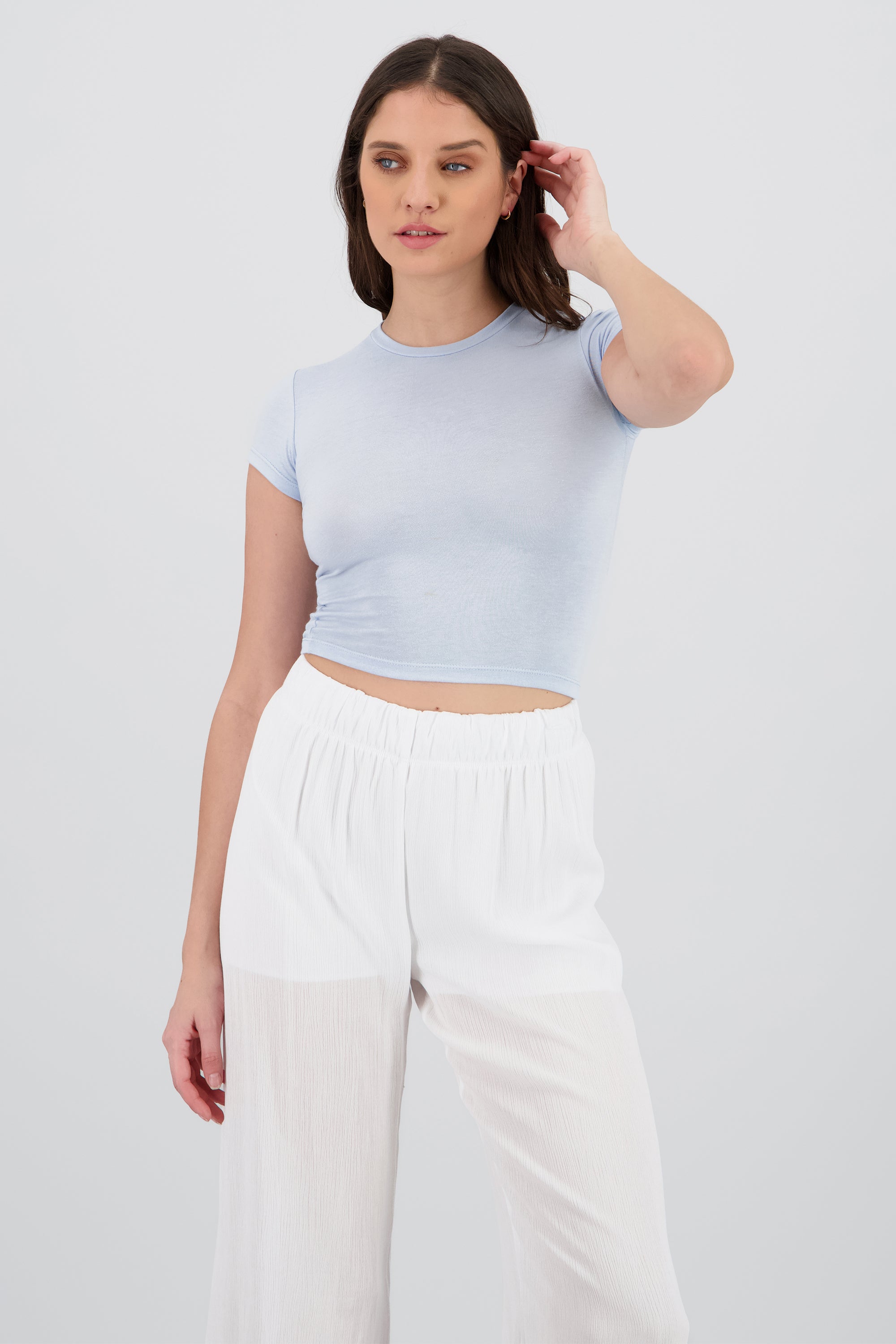 Playera larga manga corta AZUL