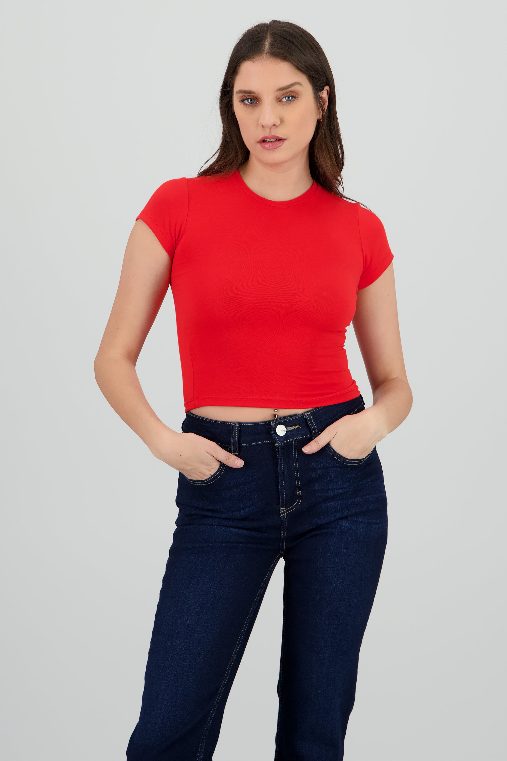 Playera larga manga corta ROJO