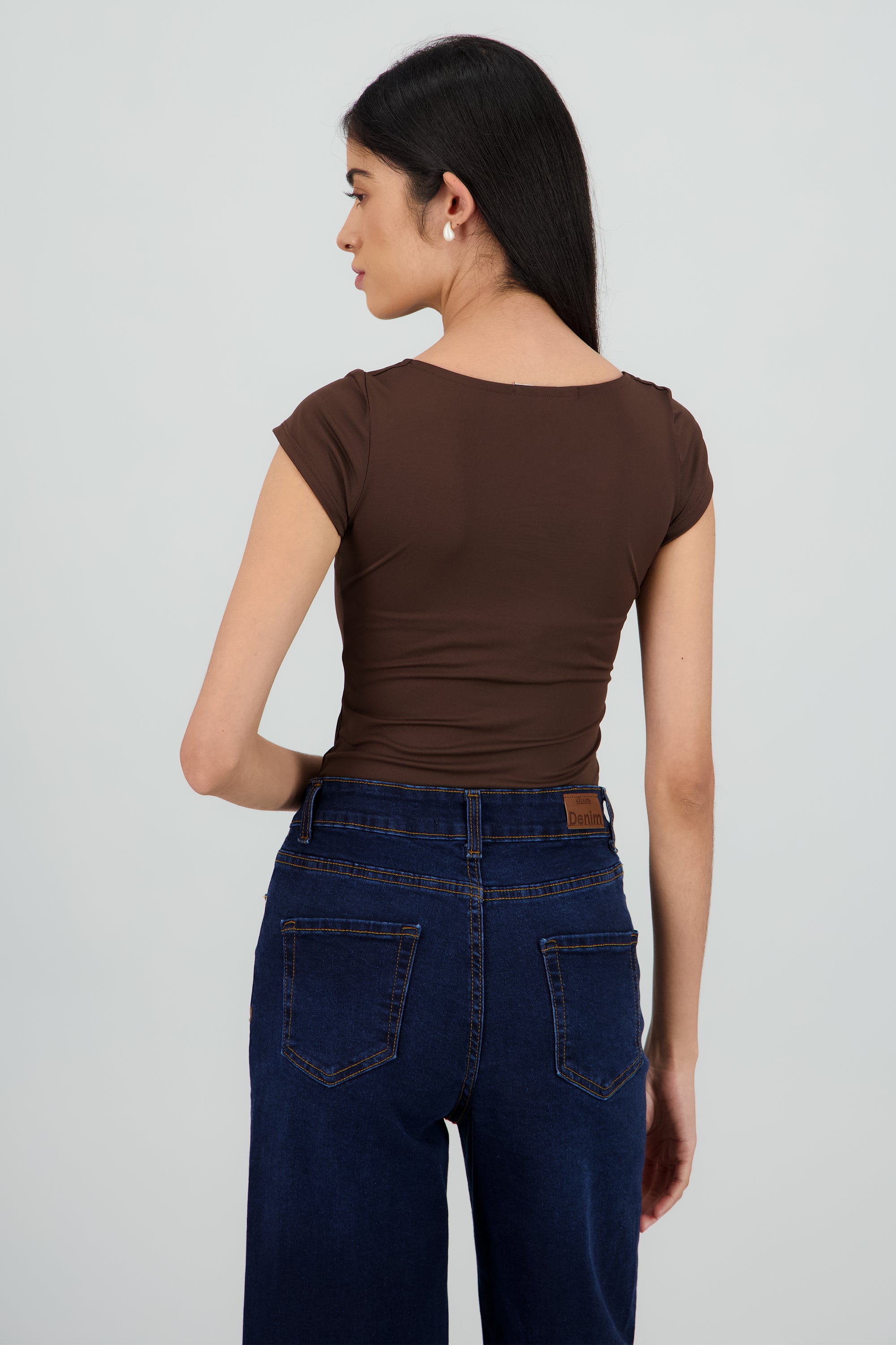 Bodysuit escote cuadrado CAFE OBSCURO