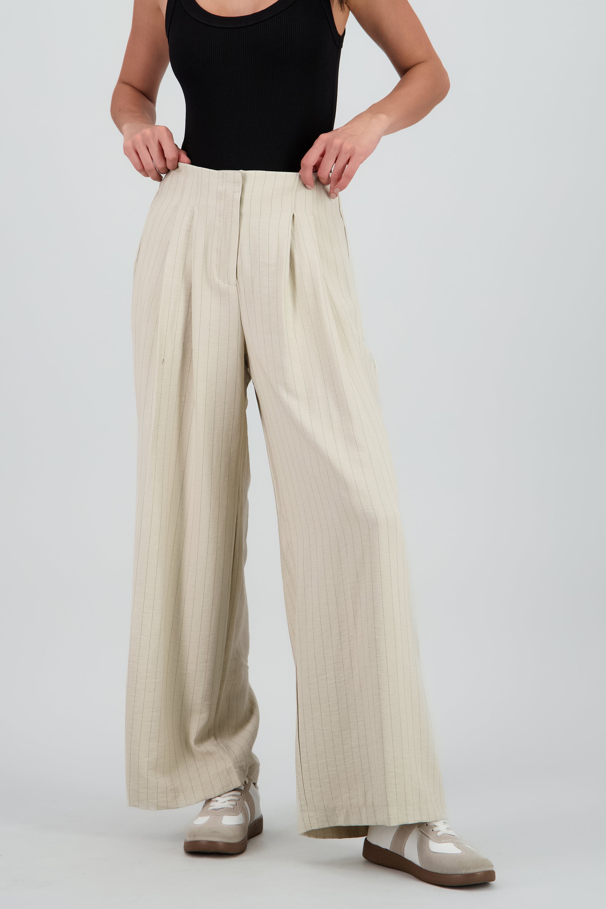 Pantalon fluido rayas BEIGE