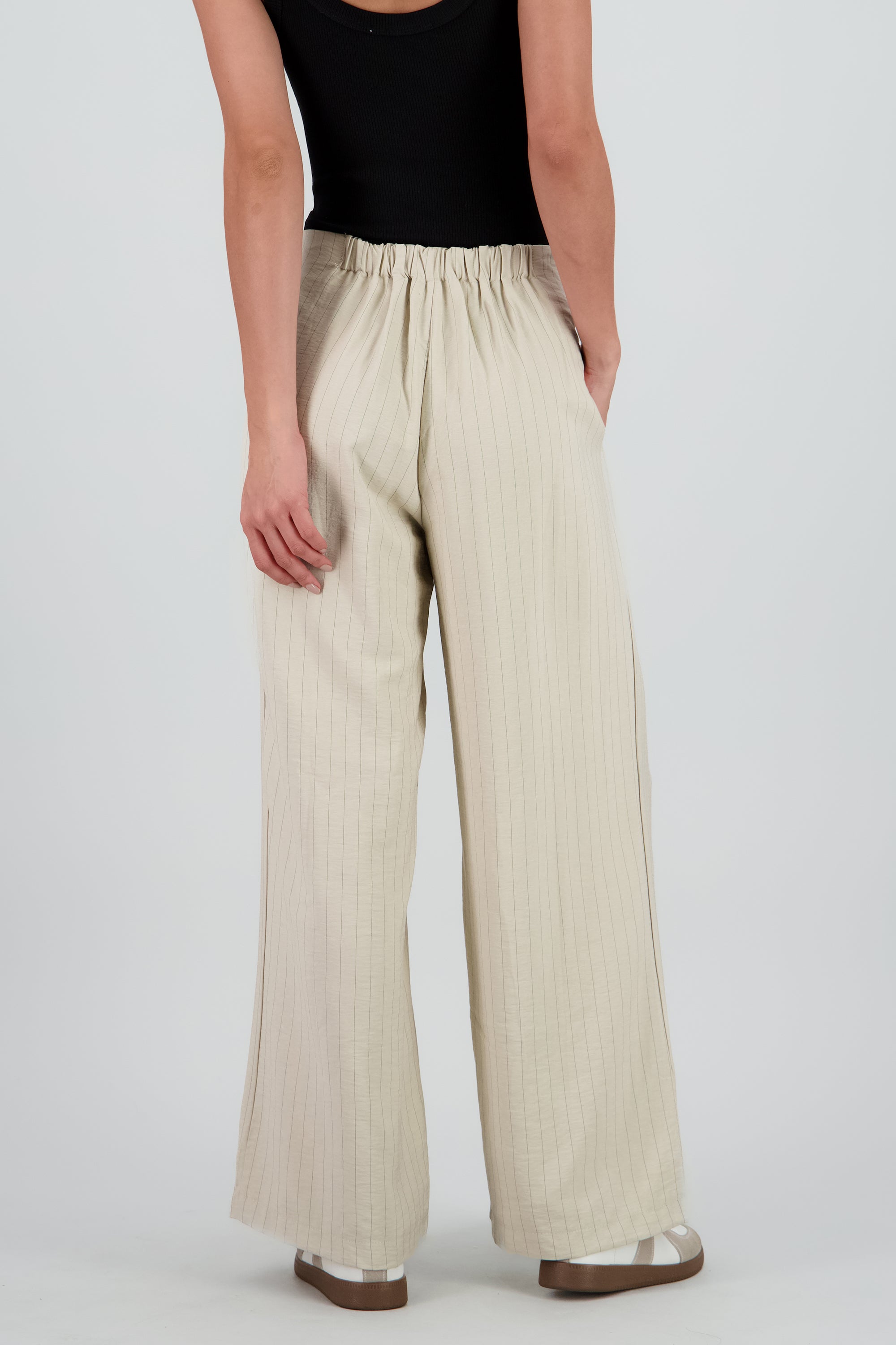 Pantalon fluido rayas BEIGE