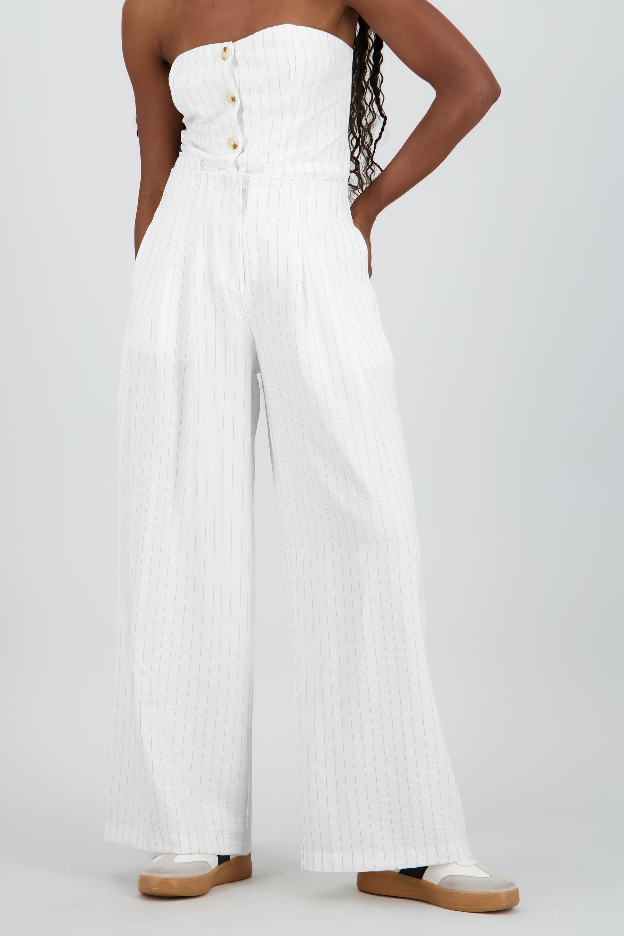 Pantalon fluido rayas BLANCO COMBO