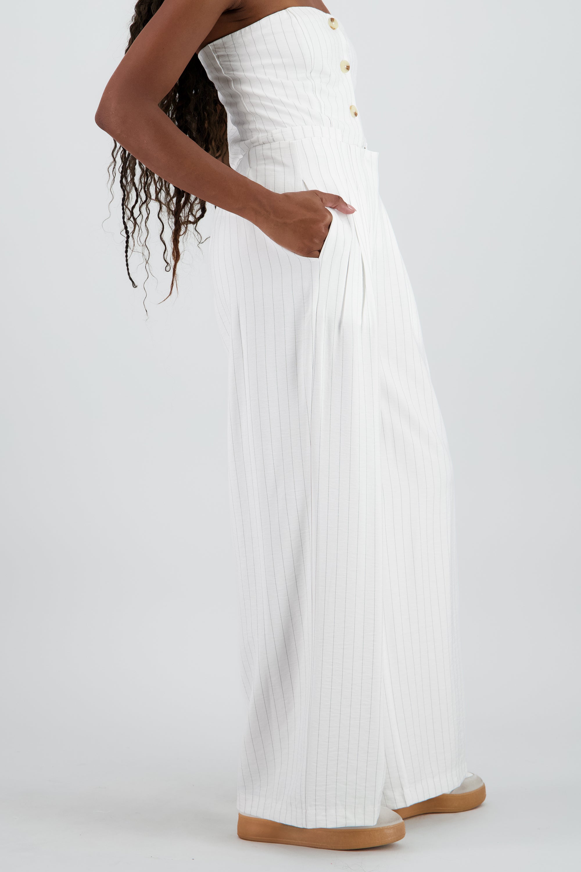 Pantalon fluido rayas BLANCO COMBO