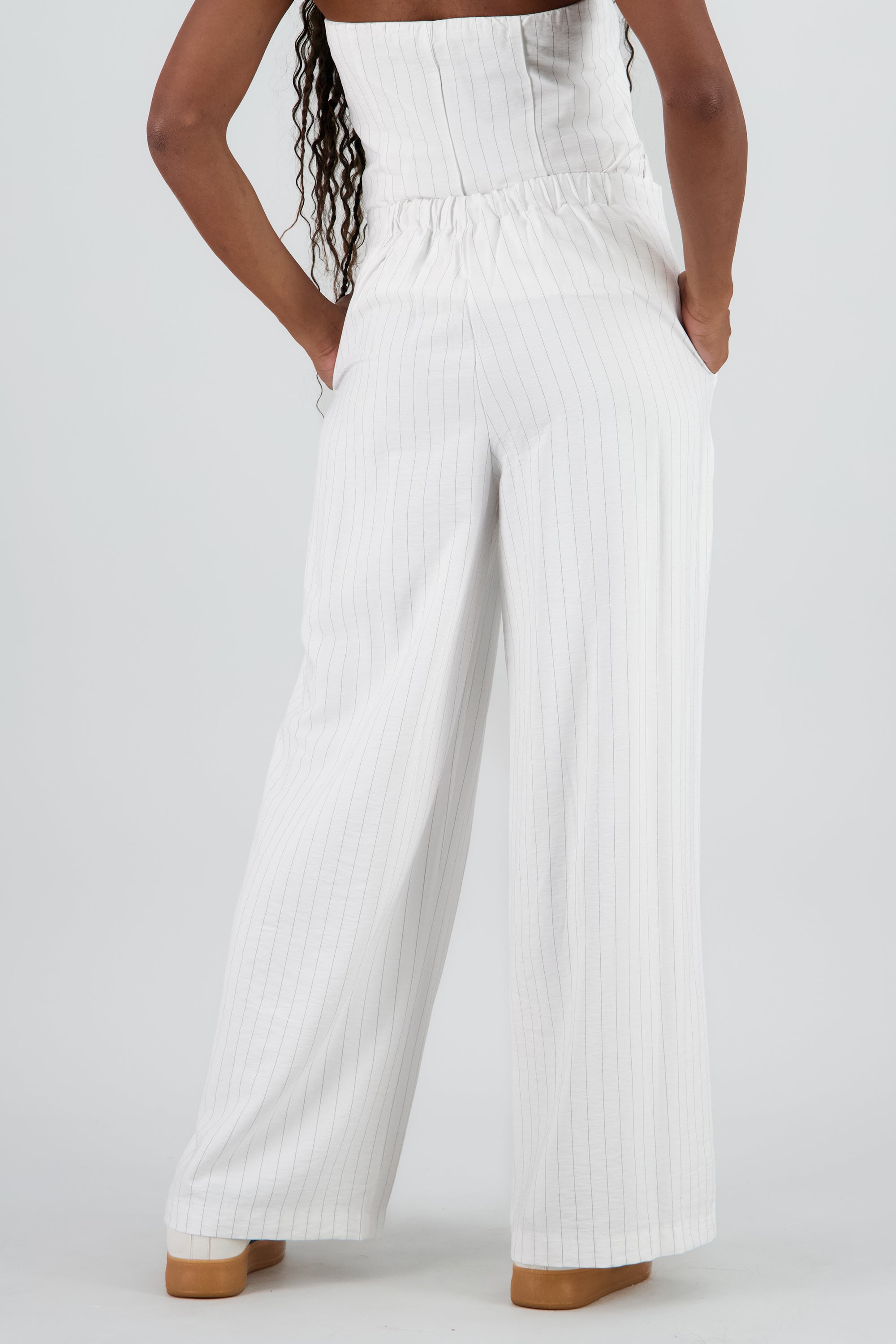Pantalon fluido rayas BLANCO COMBO