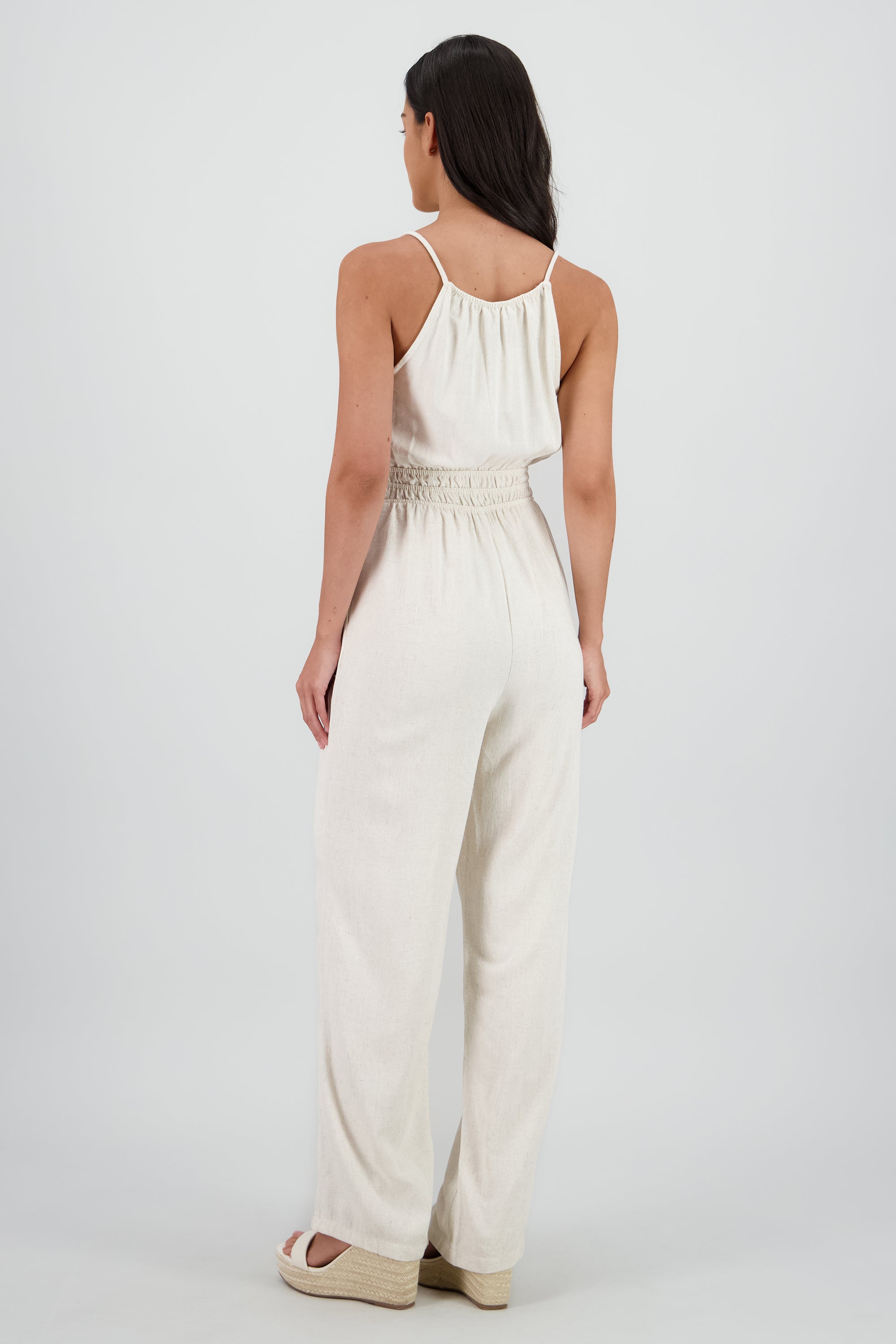Jumpsuit con jarreta en escote KHAKI