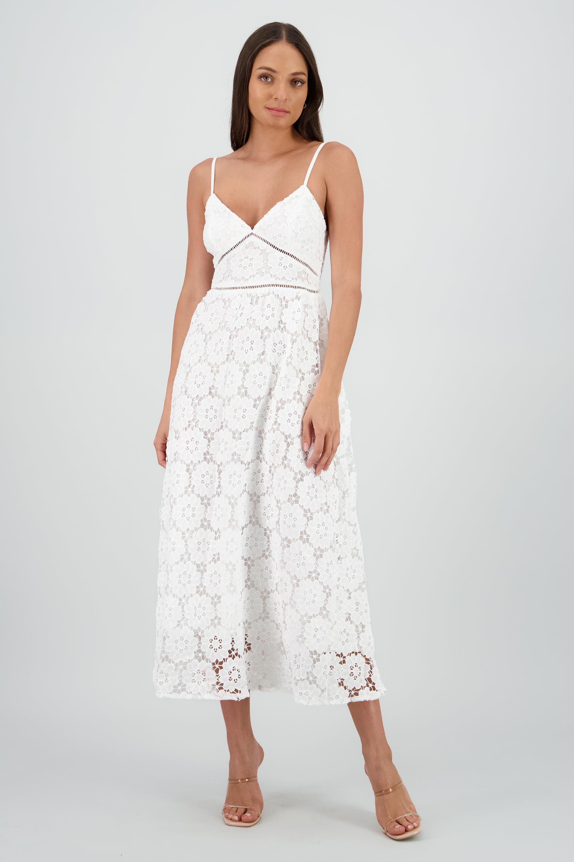 Vestido midi floreado BLANCO