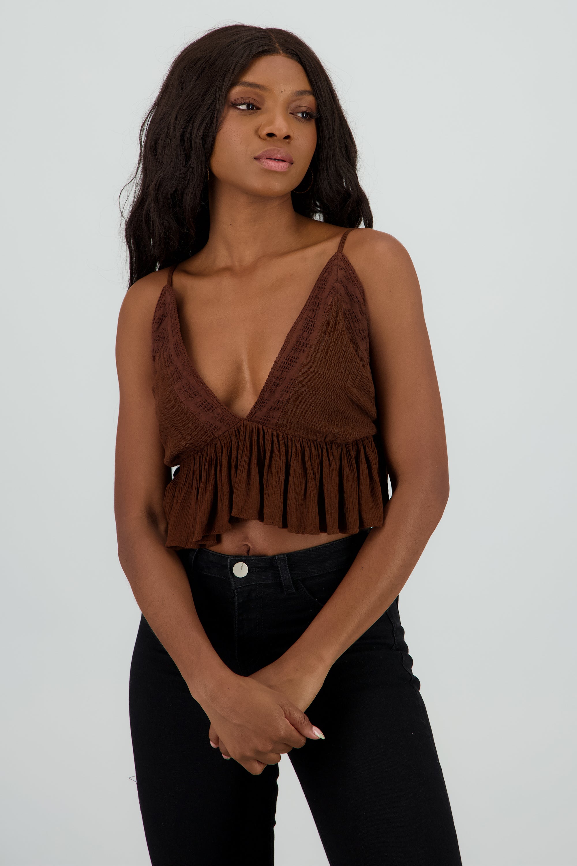 Blusa tirantes peplum CAFE OBSCURO